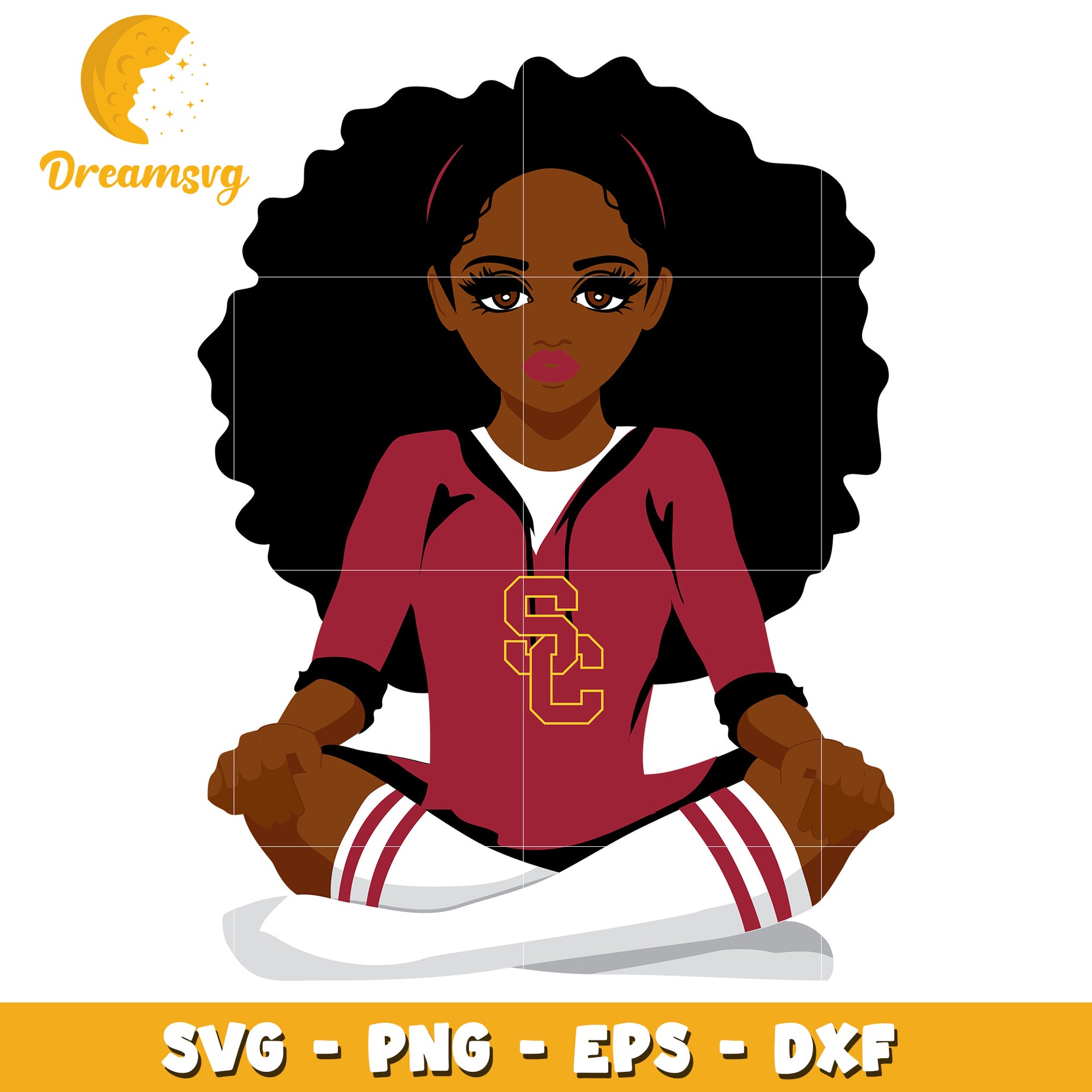 Cheerful Black Girl SVG Relaxing Yoga Pose for Designers