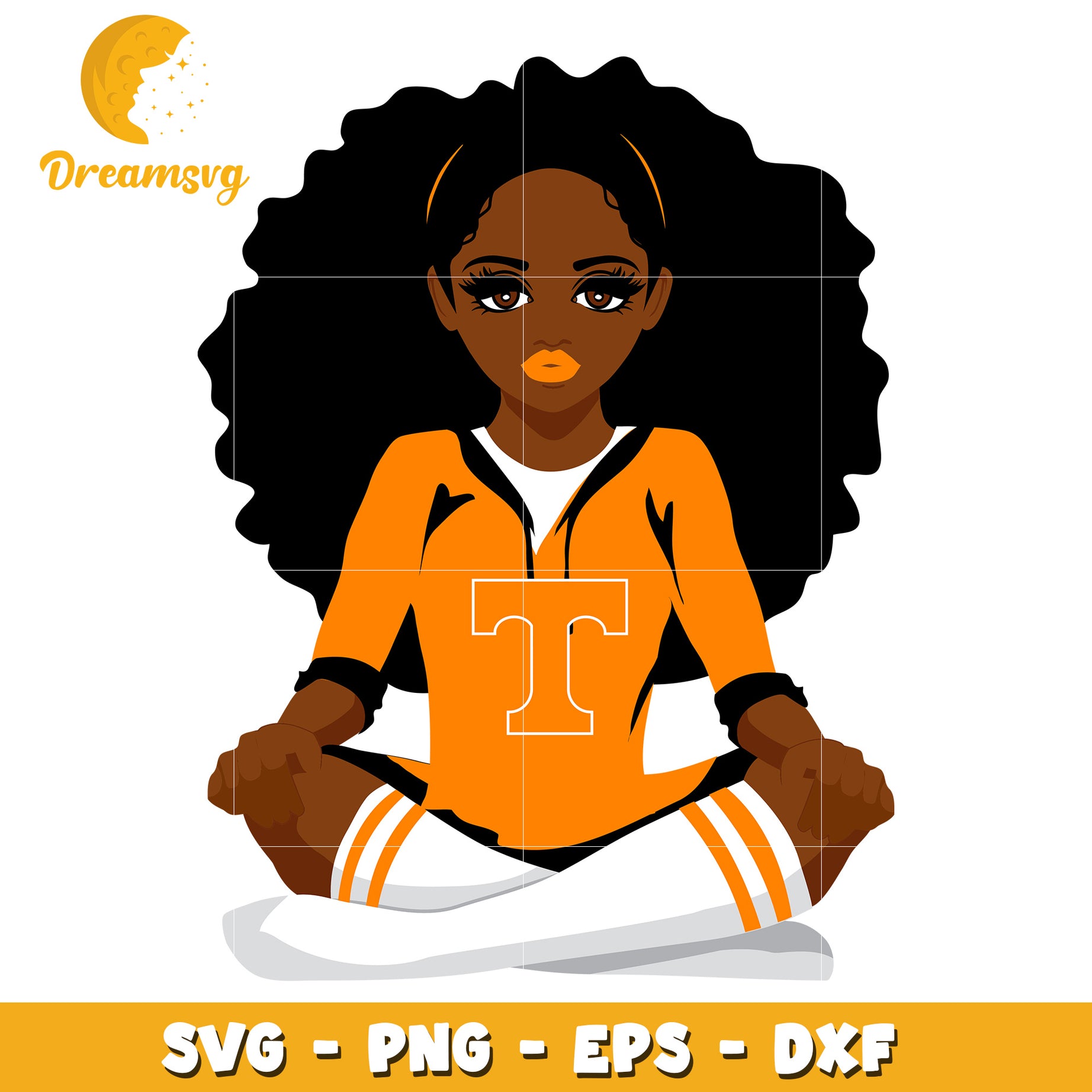 Cheerful Black Girl in Tennessee Outfit SVG Clipart Design