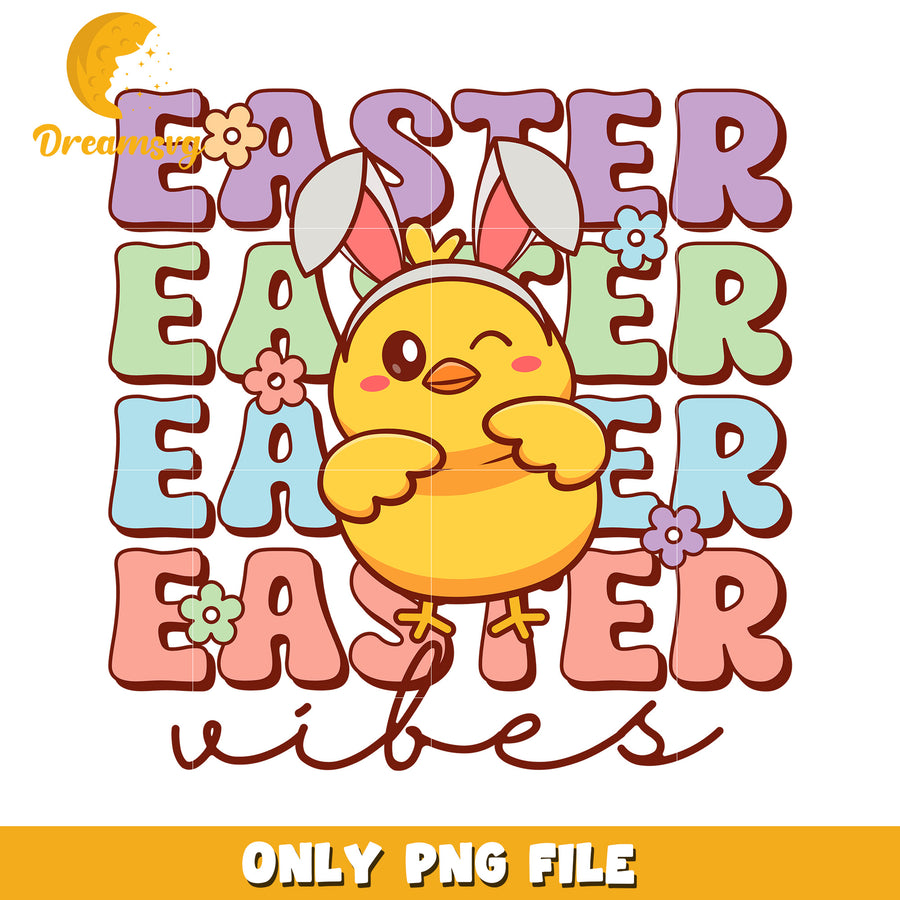Cheerful Easter Chick with Spring Vibes PNG Graphic Design