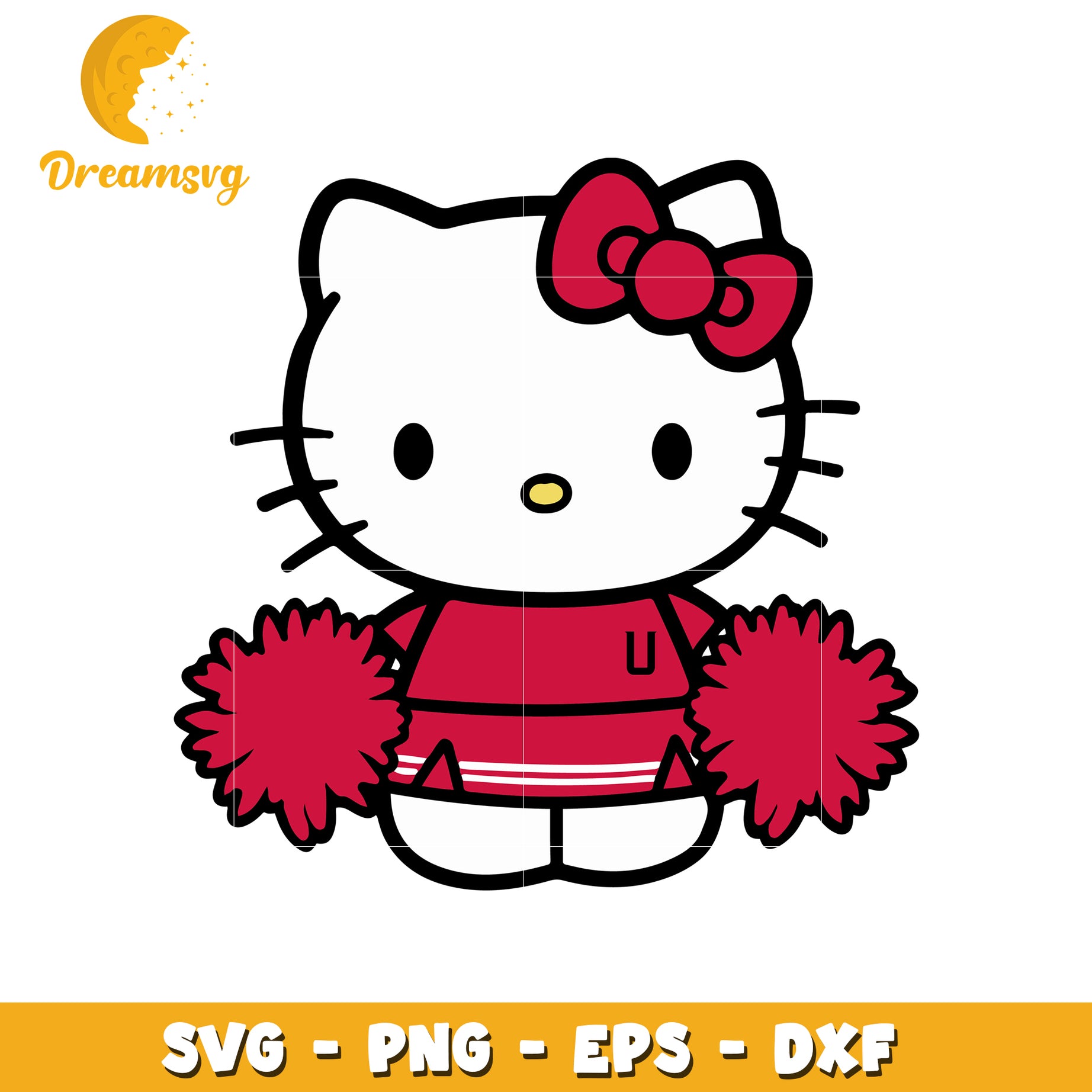 Cheerful Hello Kitty SVG Cheerleader Design