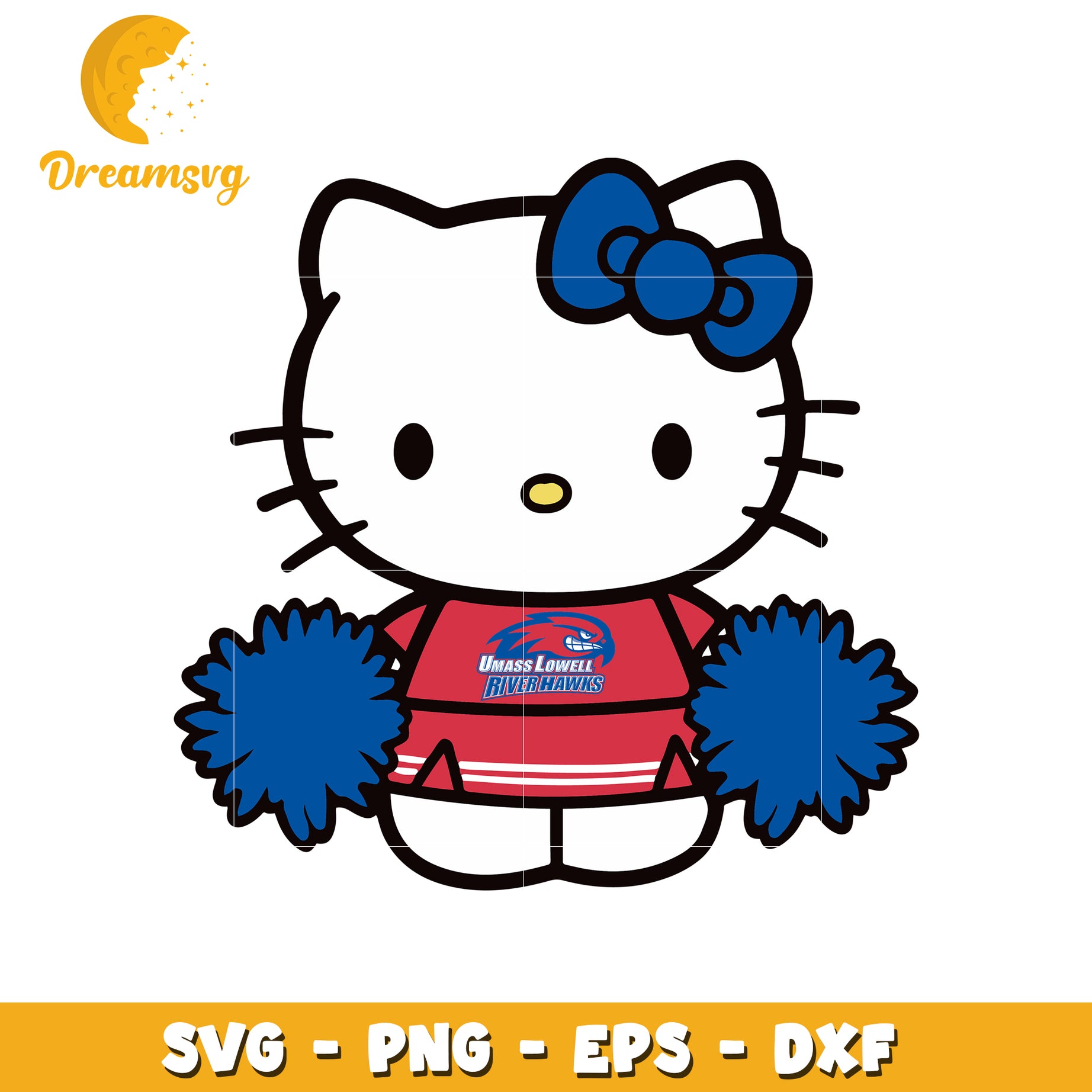 Cheerful Hello Kitty SVG Design for Riverhawks Fans