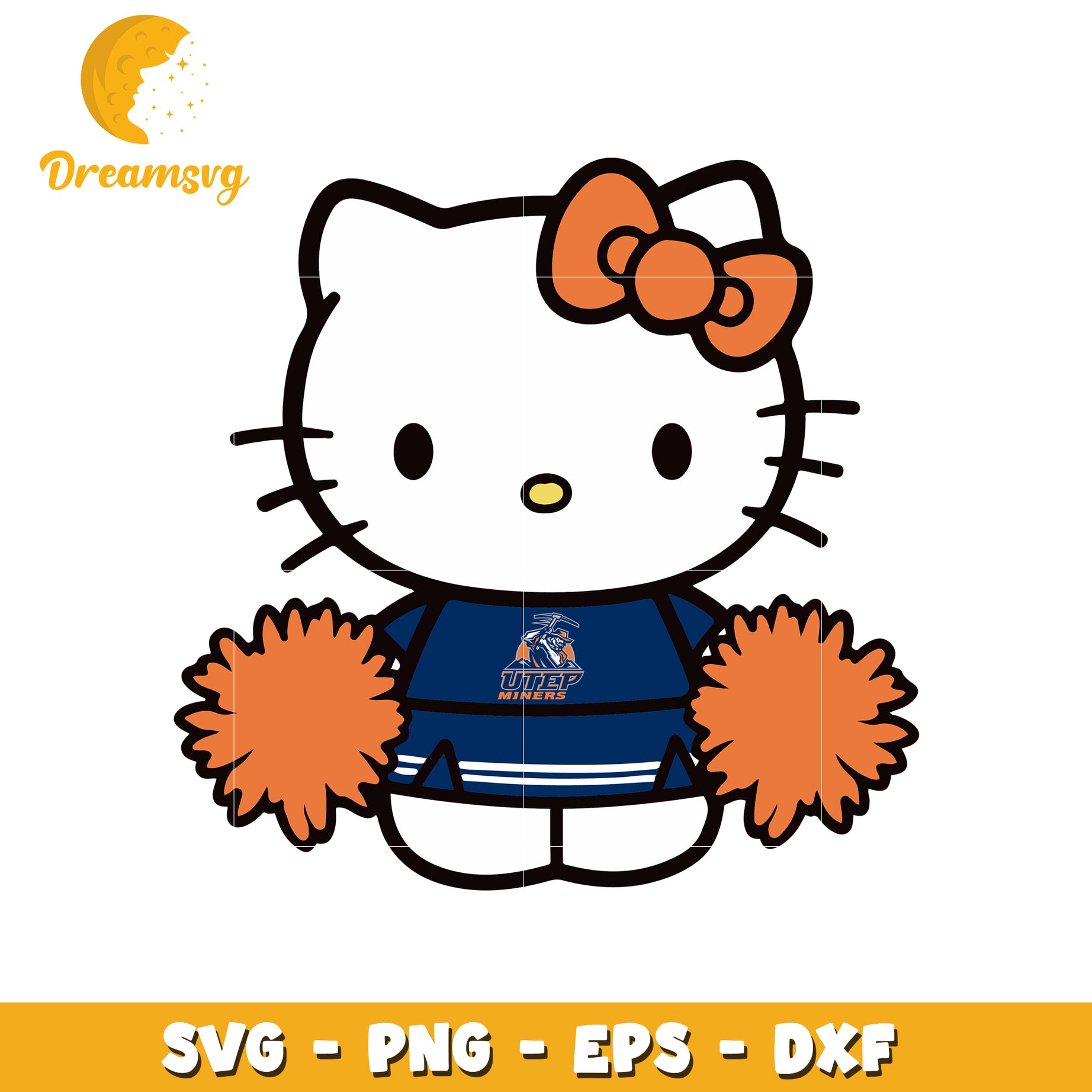 Cheerful Hello Kitty SVG Design for UTEP Miners Fans