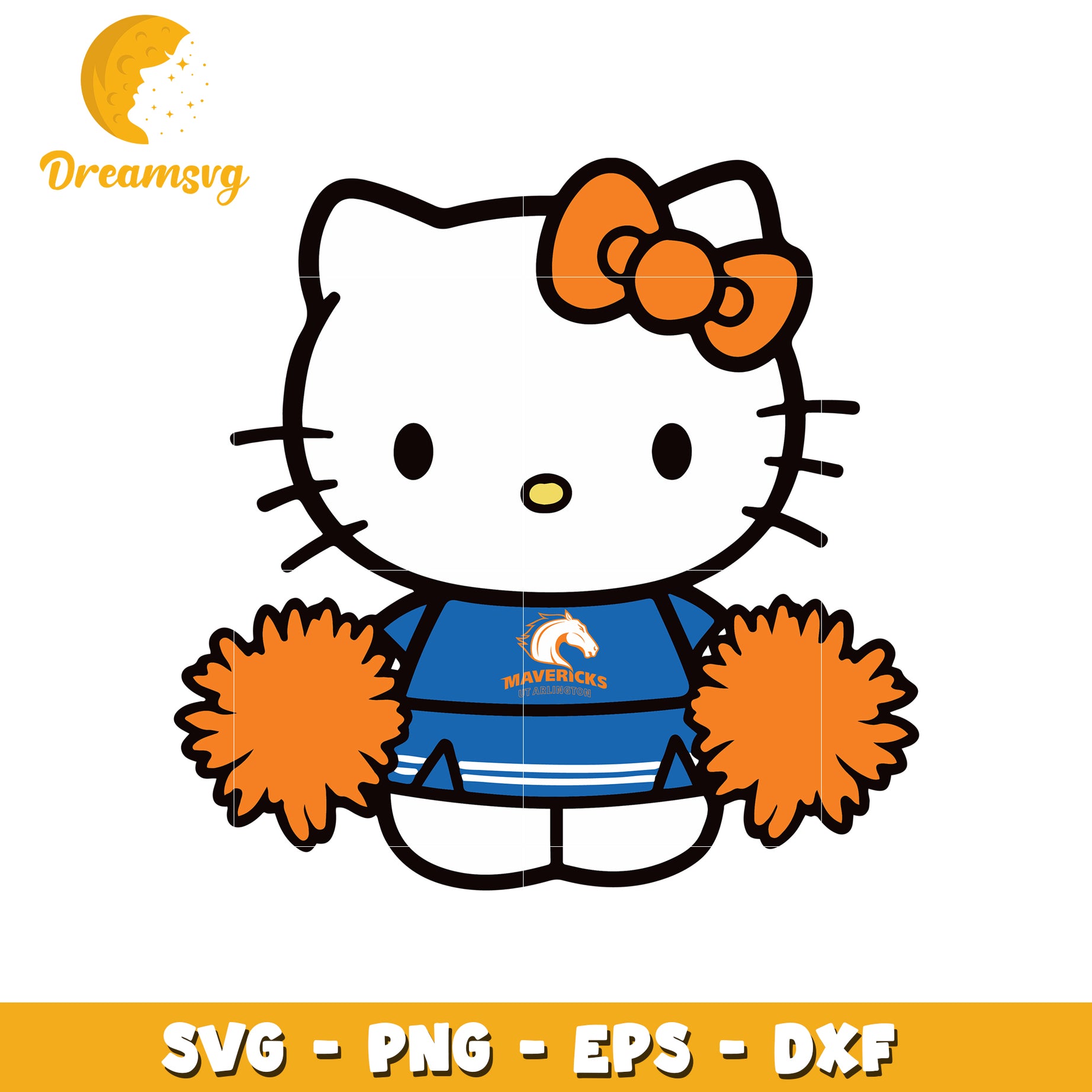 Cheerful Hello Kitty SVG Design with Pom Poms