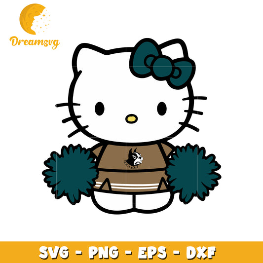 Cheerful SVG Design of Hello Kitty with Pom Poms