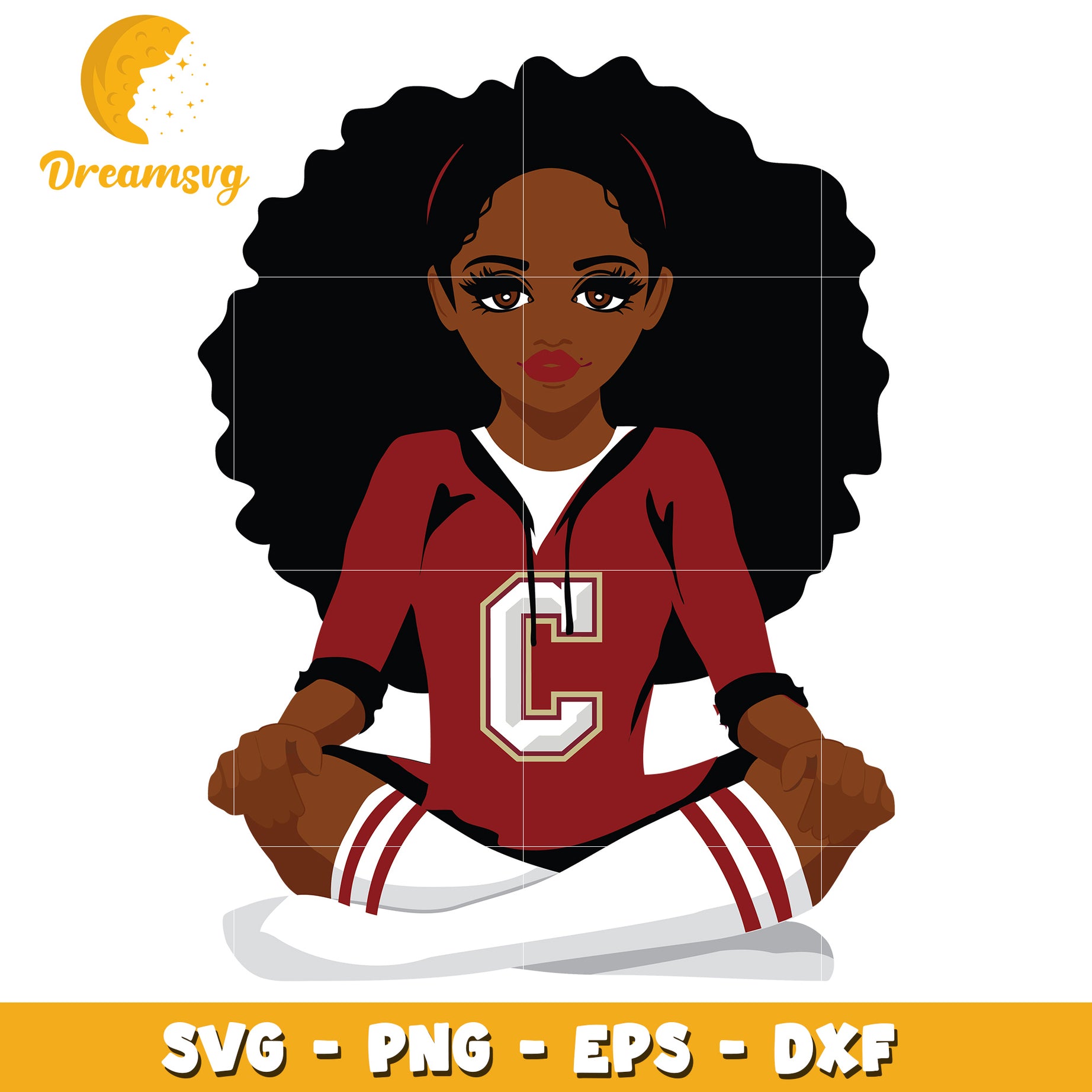 Cheerleader Girl SVG Graphic with Afro Hairstyle for Crafts