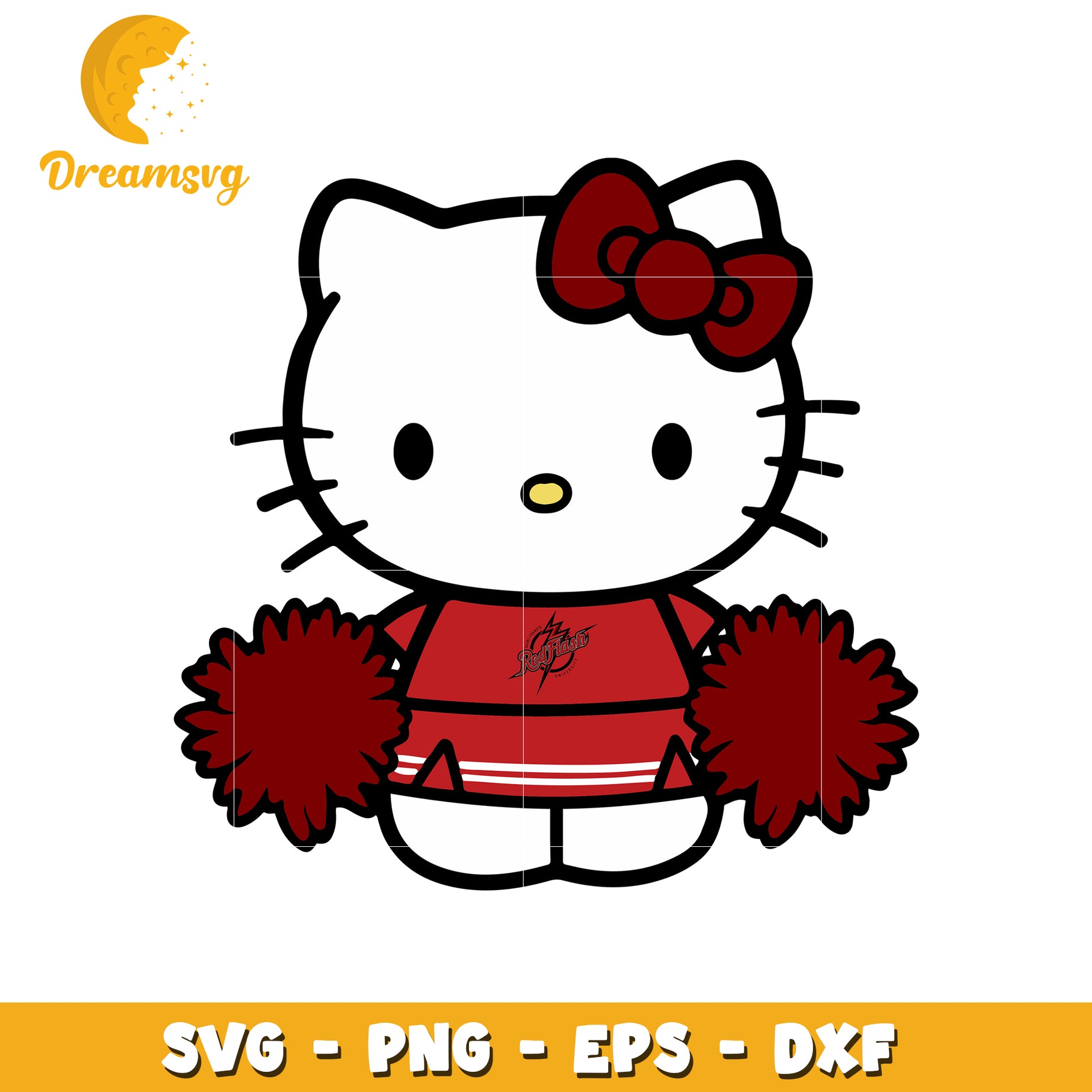 Cheerleader Kitty SVG Design Cute Graphic Art