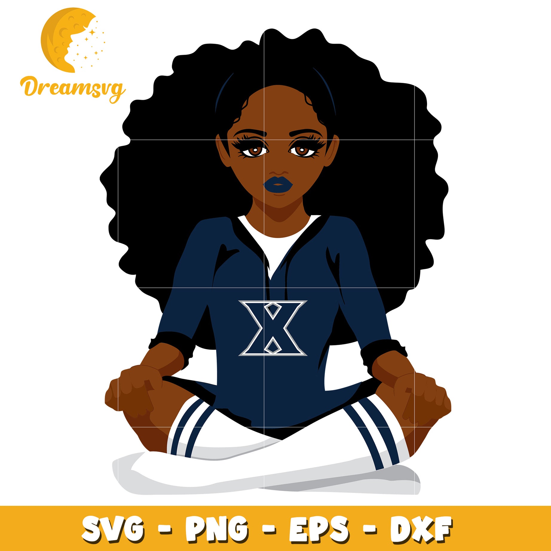 Cheerleader SVG Clipart Black Girl Sitting in Cheer Outfit