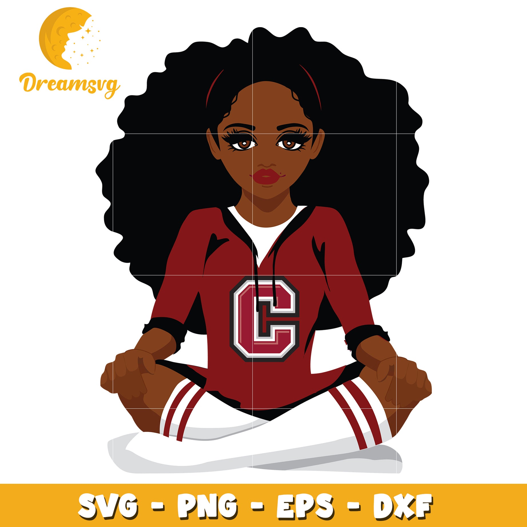 Cheerleader Sitting Pose SVG Art for Crafting and Design Use