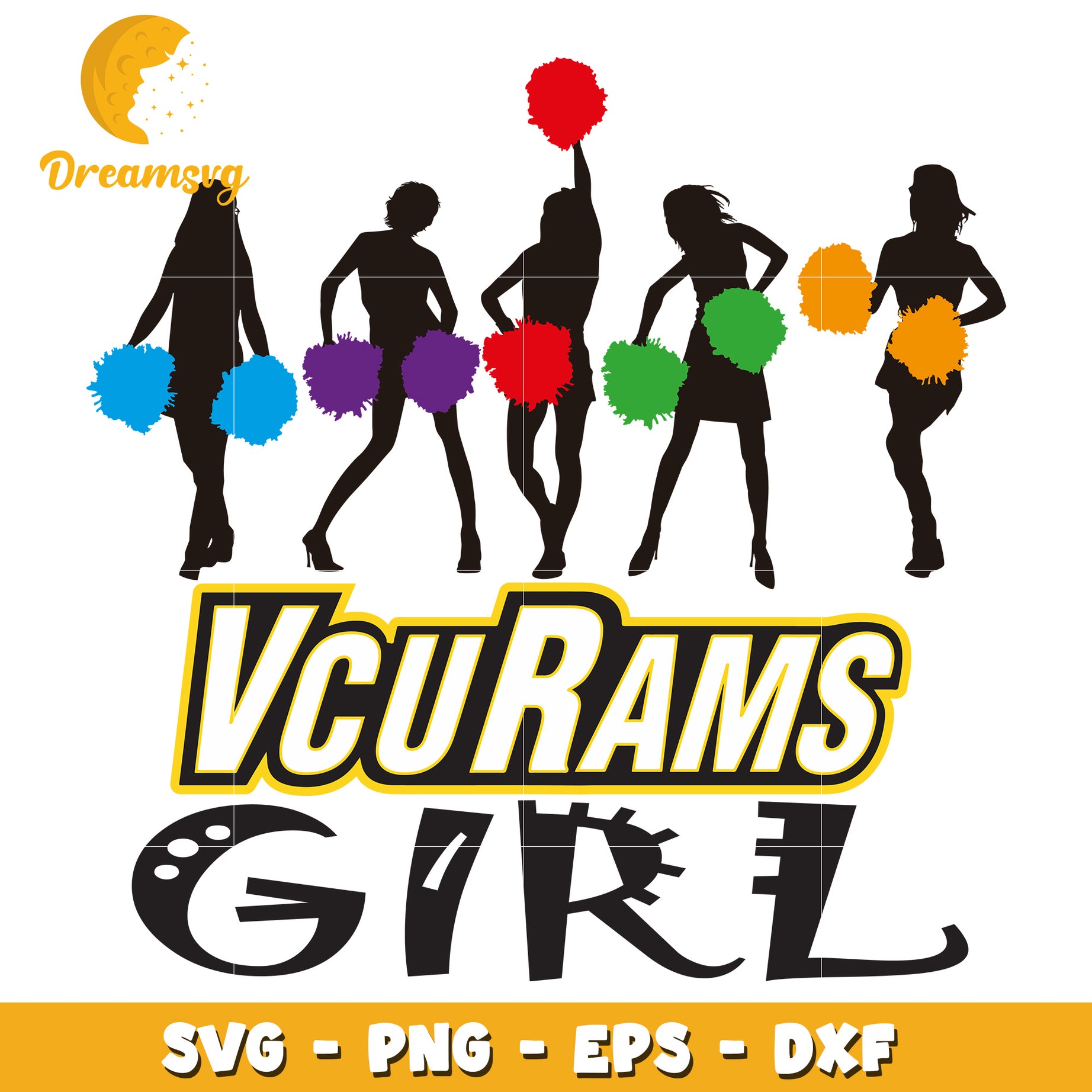 Cheerleader VCU Rams Girl SVG Cut File for Crafting Projects