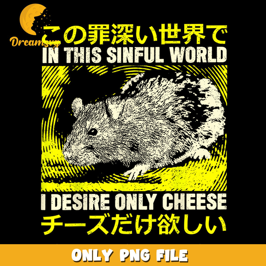 Cheese Desire PNG, Sinful World Design, Funny Quote PNG