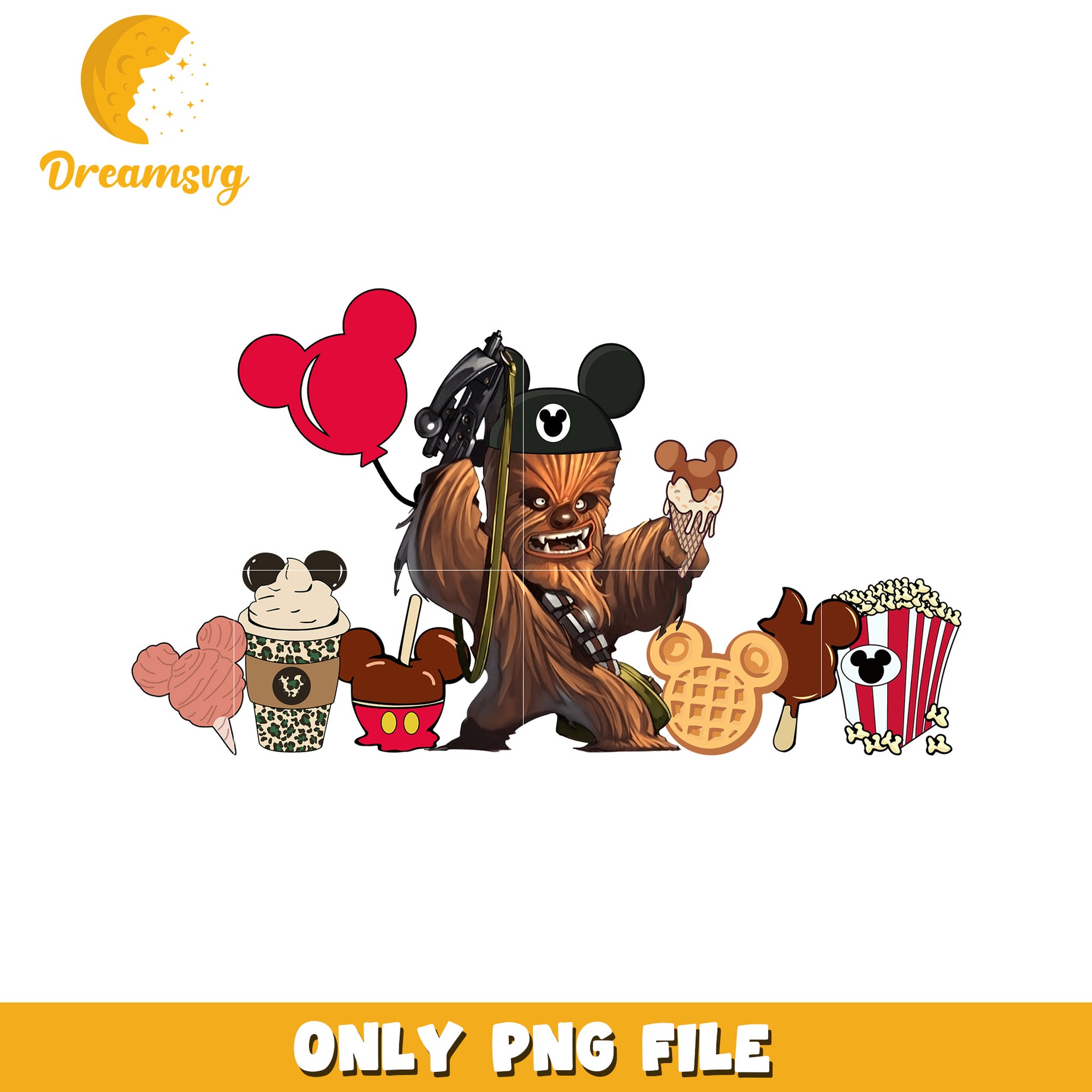 Chewbacca Mickey Mouse Fun Themed PNG Graphic File