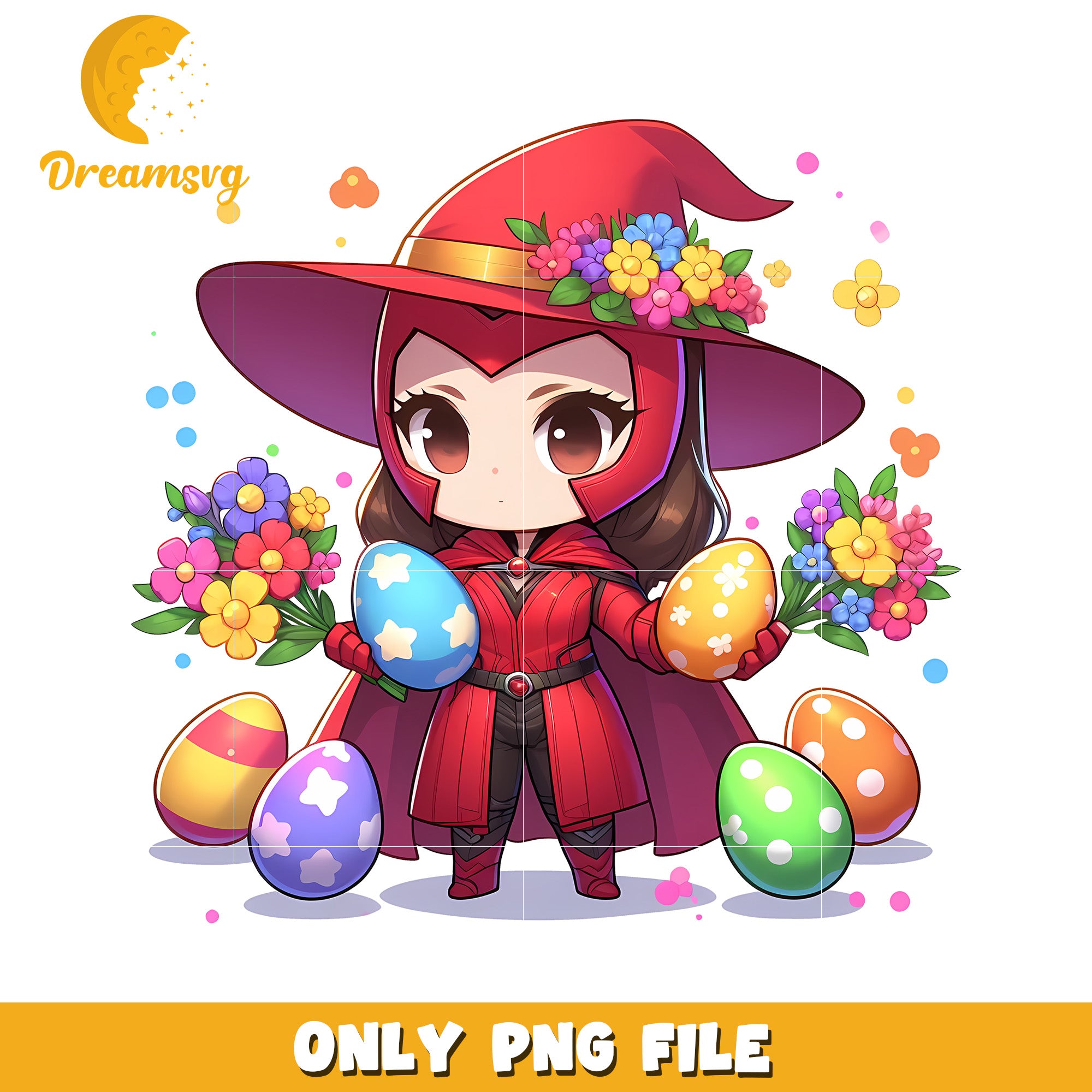Chibi Scarlet Witch easter day png, easter day png, marvel png