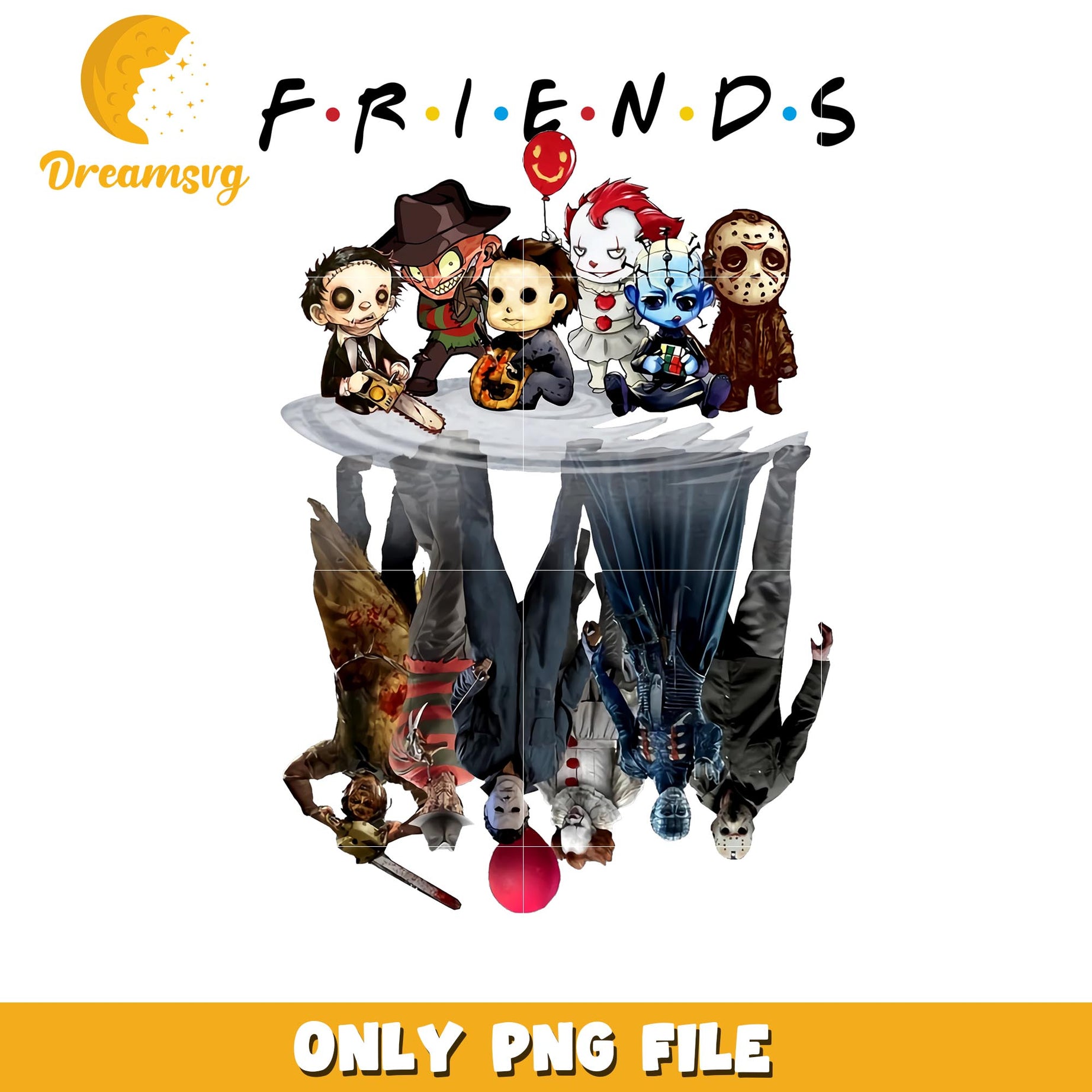 Chibi and adult halloween killers png, Horror movies killers png