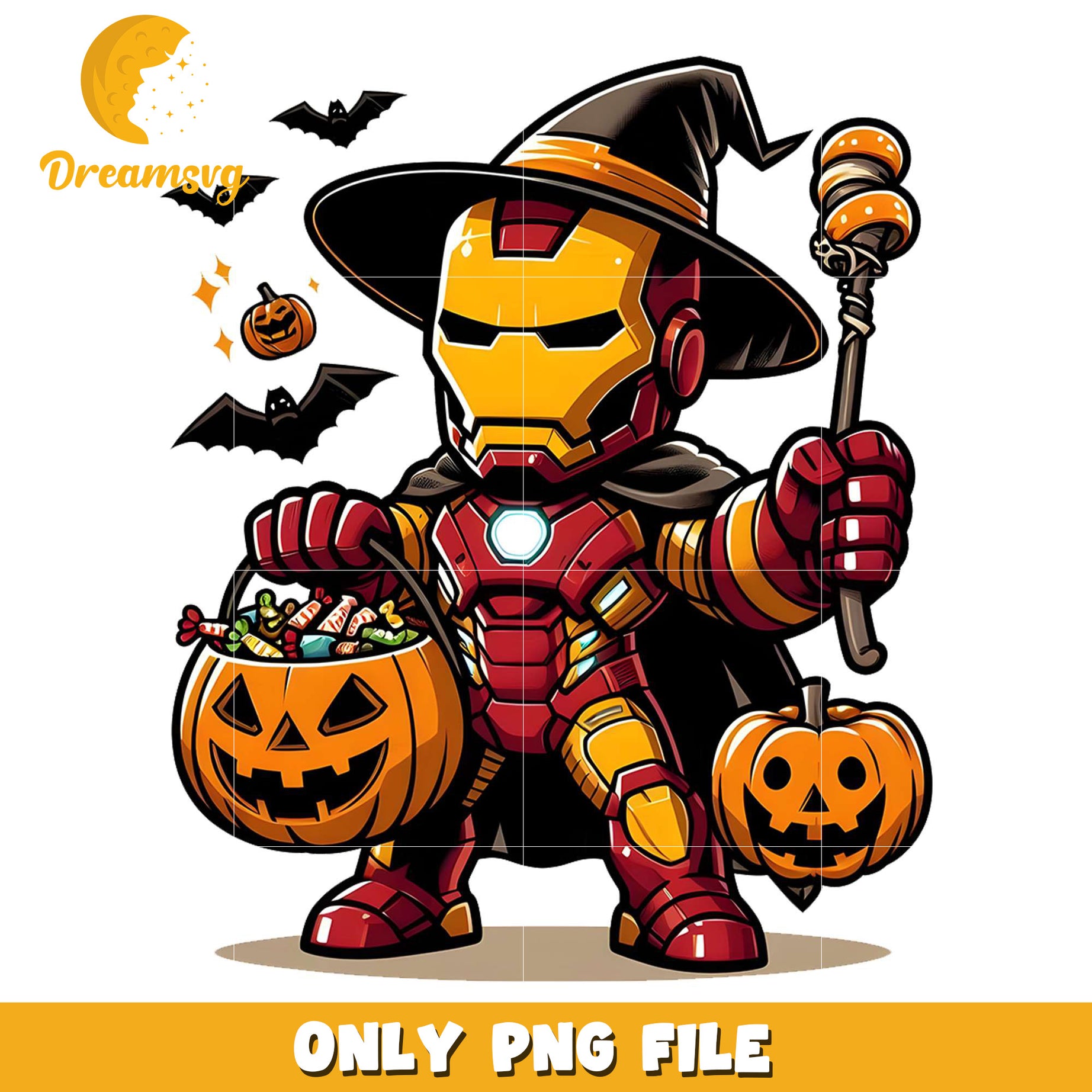 Chibib ironman png, halloween​​​​ decor png, halloween wallpaper​ png