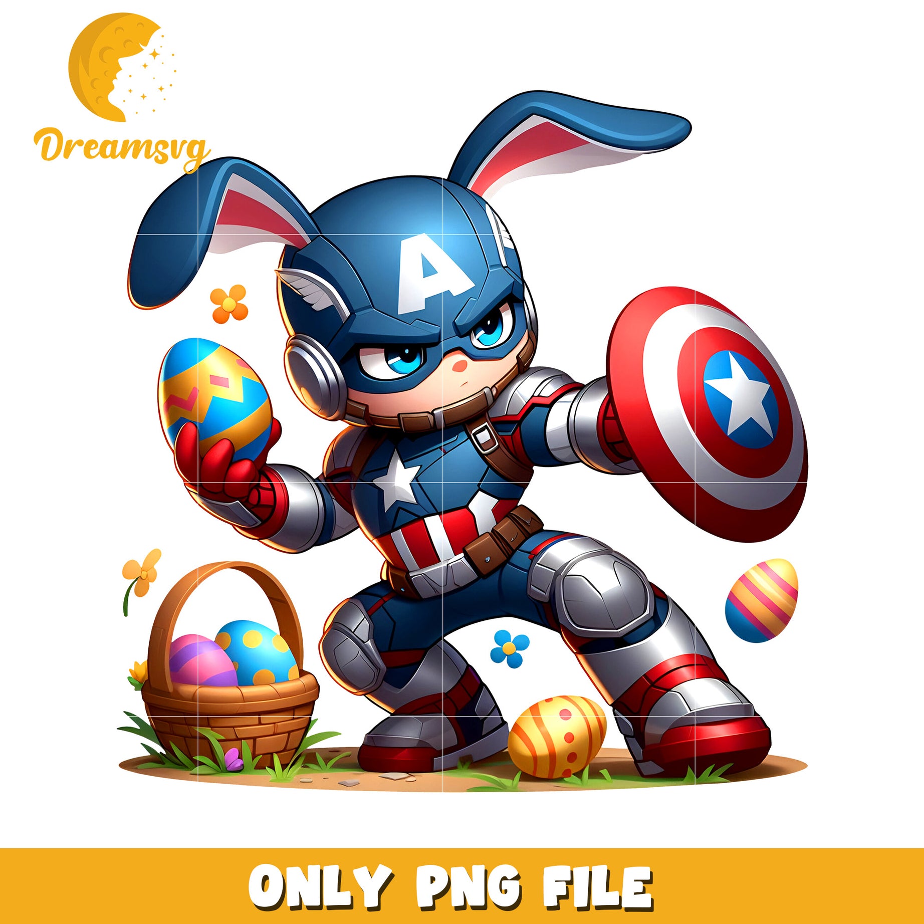 Chibi captain america bunny easter day png, easter day bunny png