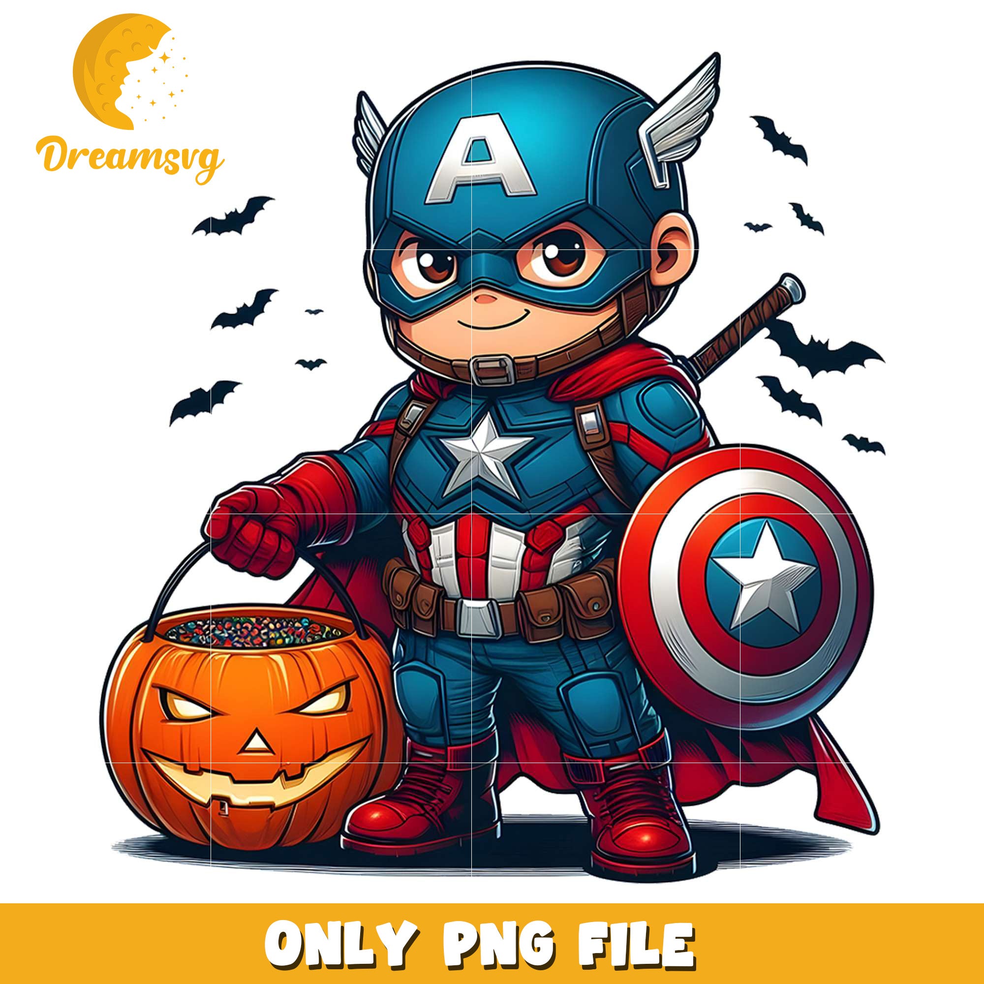 Chibi captain america png, halloween​​​​ decor png, halloween wallpaper​ png
