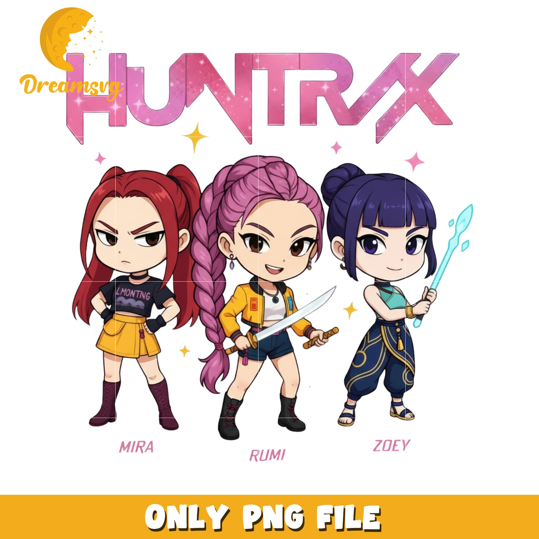 Chibi huntrix girls png, huntrix girls​ png, netflix cartoon png