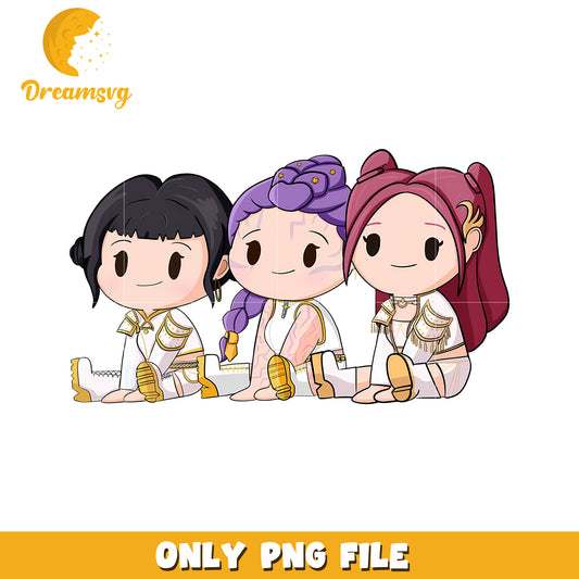 Chibi huntrix girls png, huntrix png, kpop demon hunter png