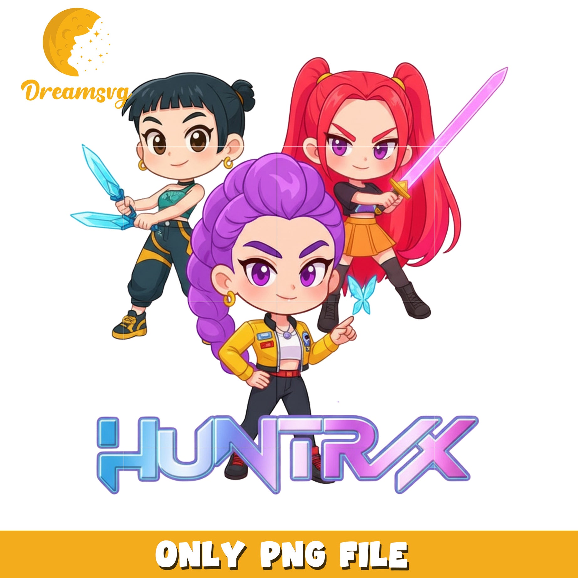 Chibi huntrix girls png, kpop demon hunters​ png, kpop cartoon png