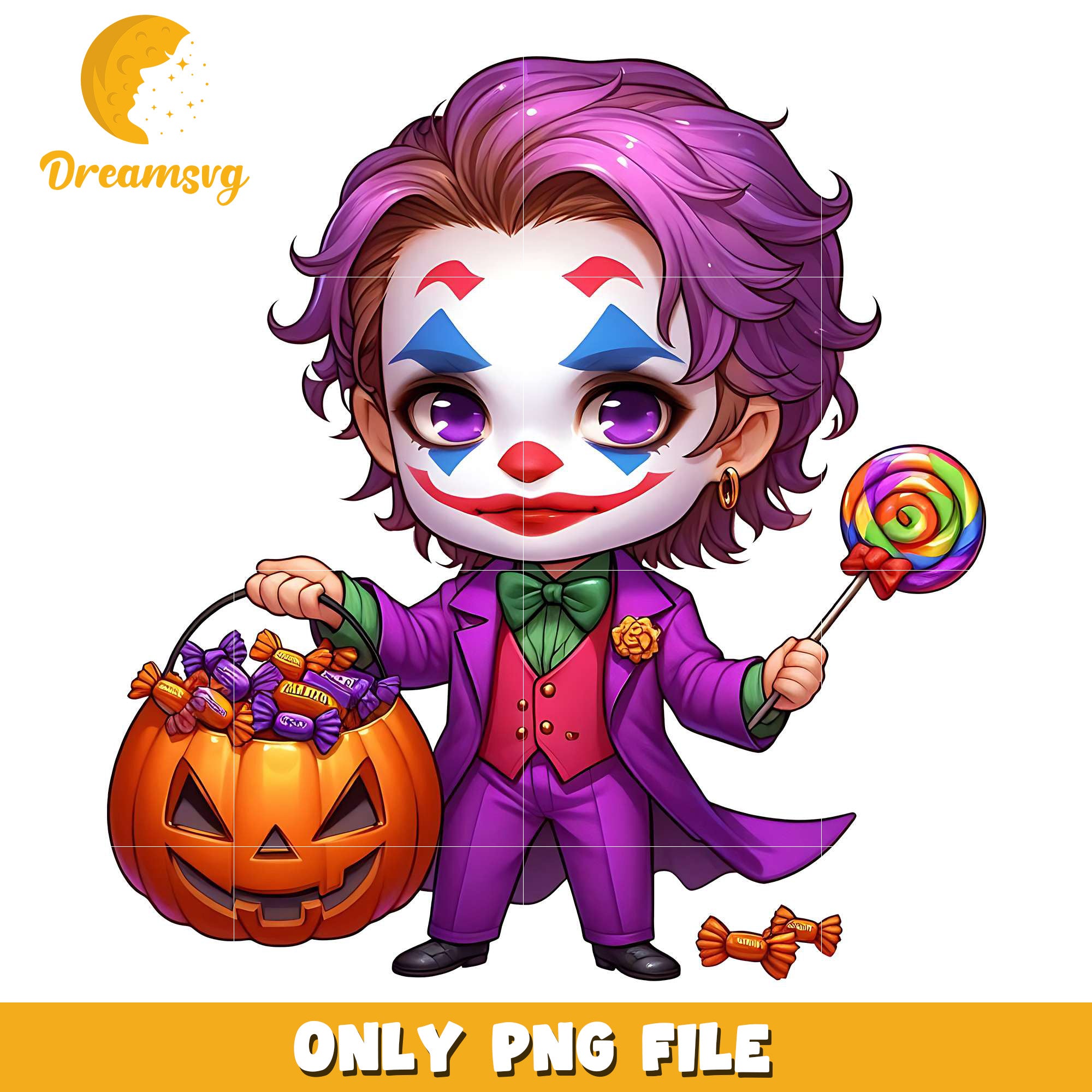 Chibi joker png, halloween pumpkin png, halloween cookies png