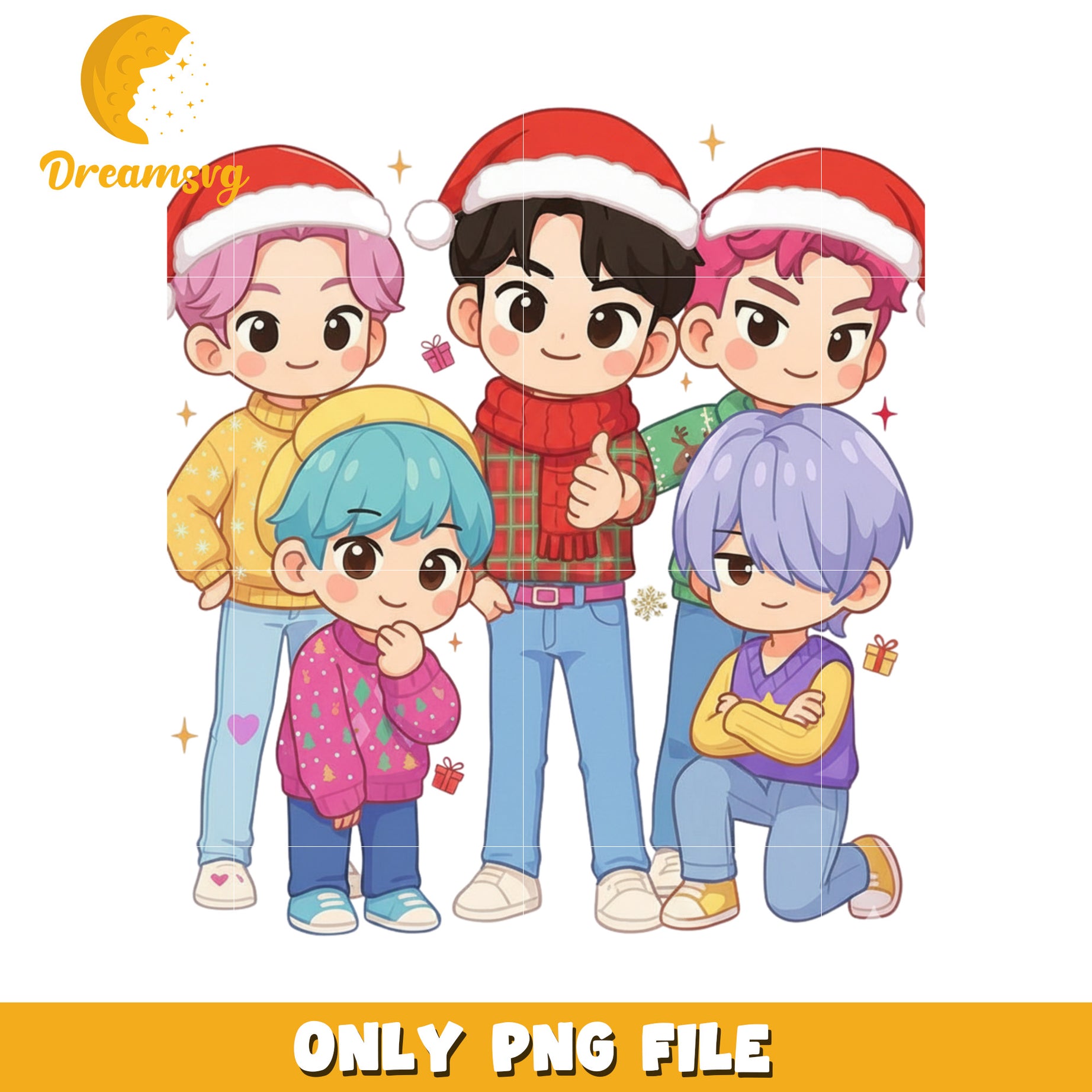Chibi saja boys design png, christmas lights​ png, kpop demon hunters png