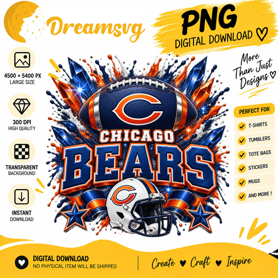 Chicago Bears NFL Football Helmet Crystal Splash PNG
