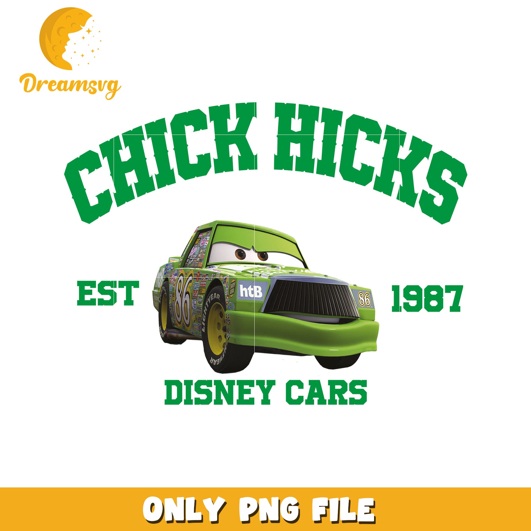 Chick Hicks Disney Cars PNG File for Kids Room Decor
