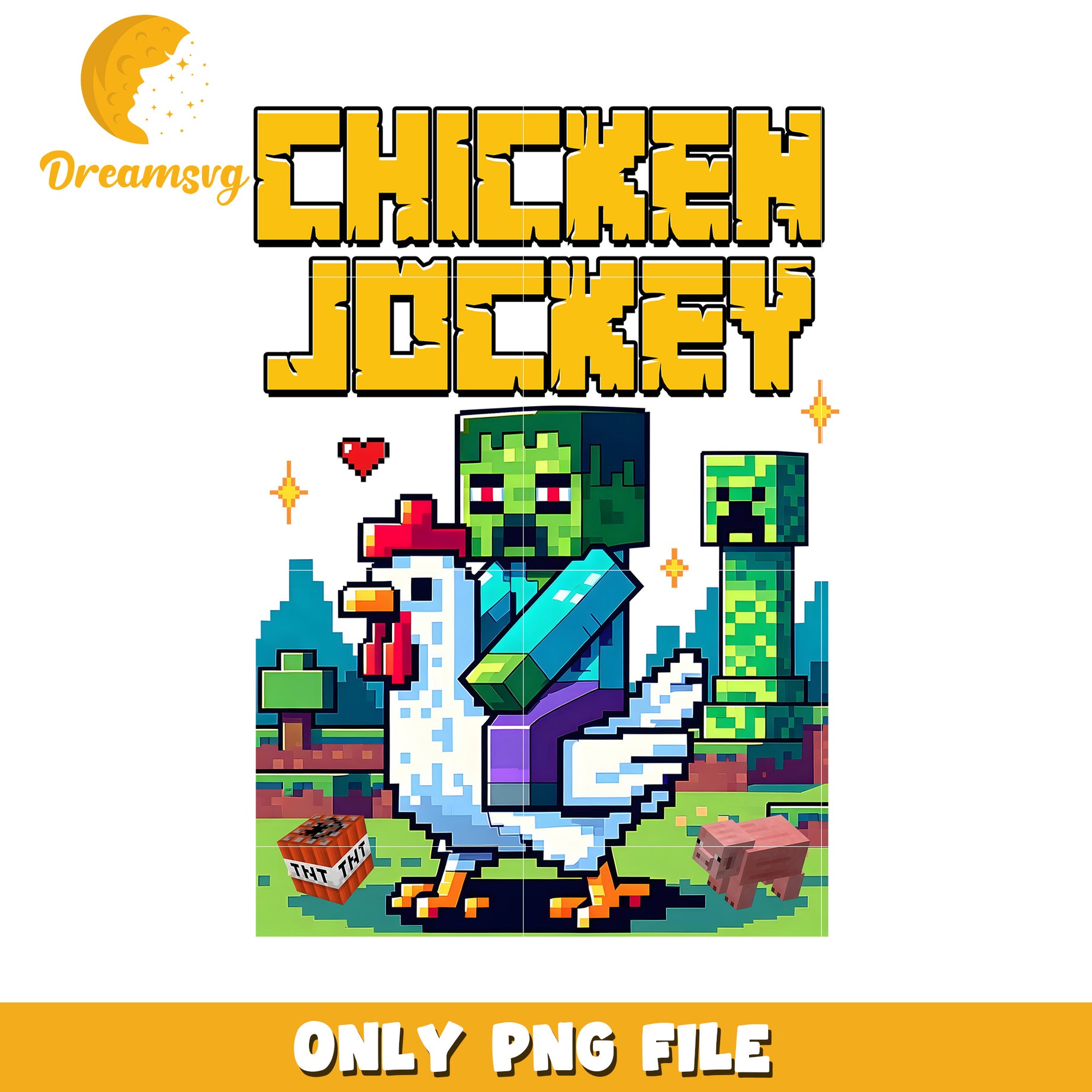 Chicken Jockey PNG File, Fun Pixel Art for Gaming Lovers