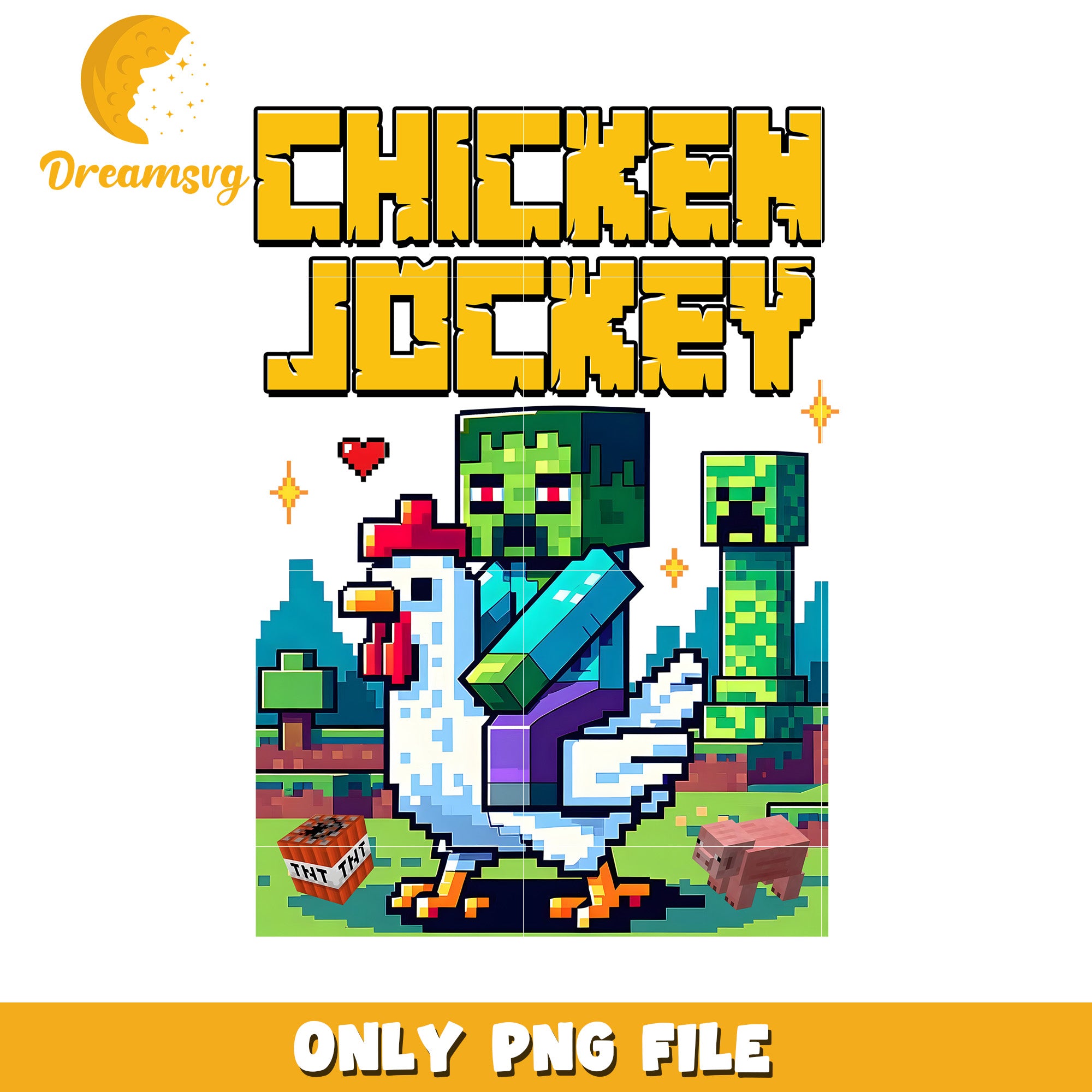 Chicken Jockey PNG File, Fun Pixel Art for Gaming Lovers