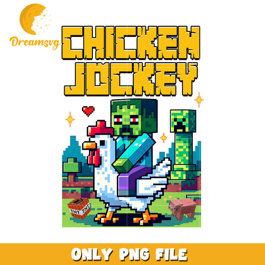Chicken Jockey PNG File, Fun Pixel Art for Gaming Lovers