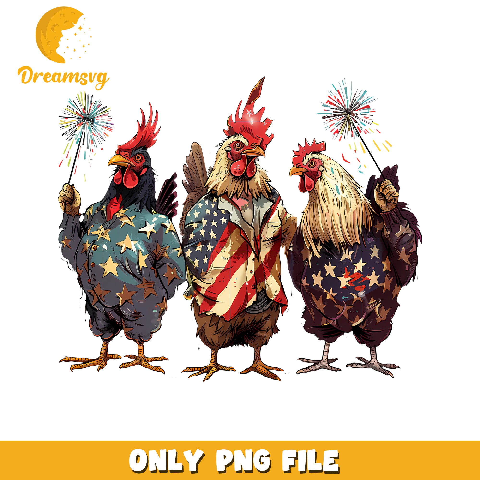 Chicken america flag png, independence day png, red white blue png
