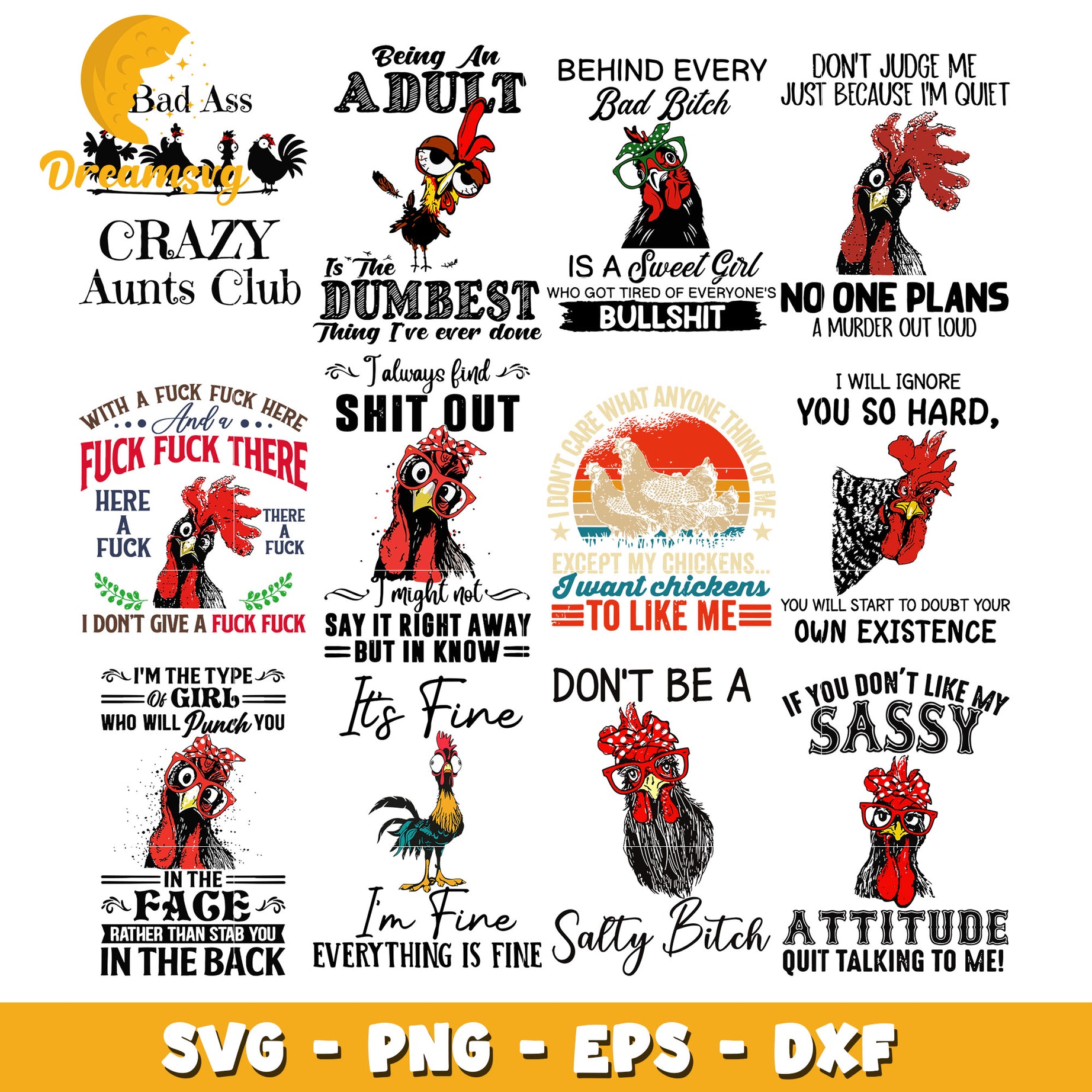 Don't be a salty bitch bundle svg, bad ass crazy aunts club svg