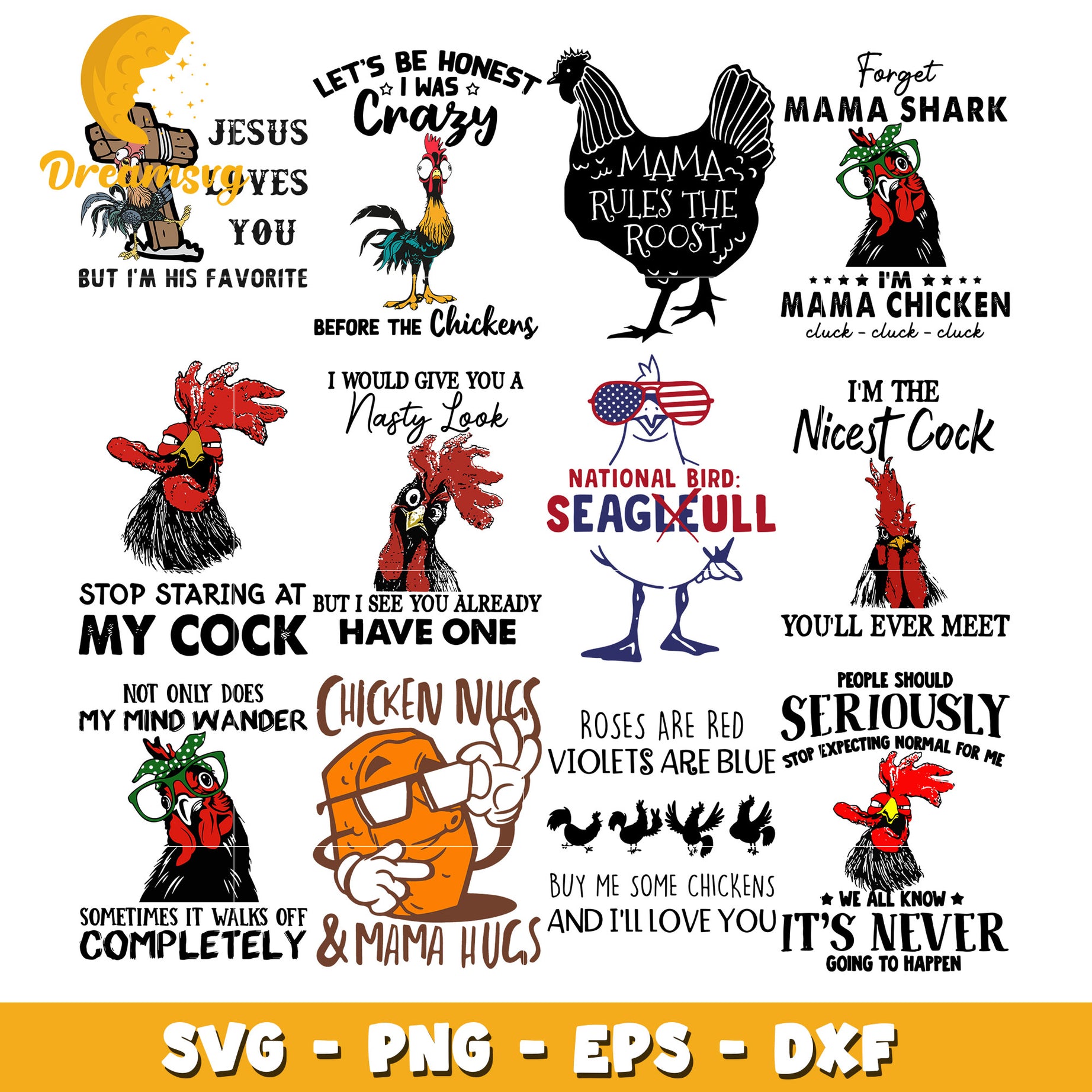 Mama rules the roost bundle svg, I'm the nicest cock svg