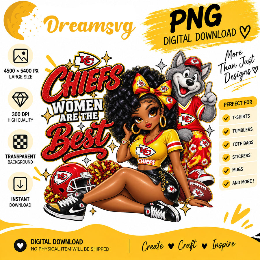 Chiefs Women Are The Best Black Girl Football Fan PNG