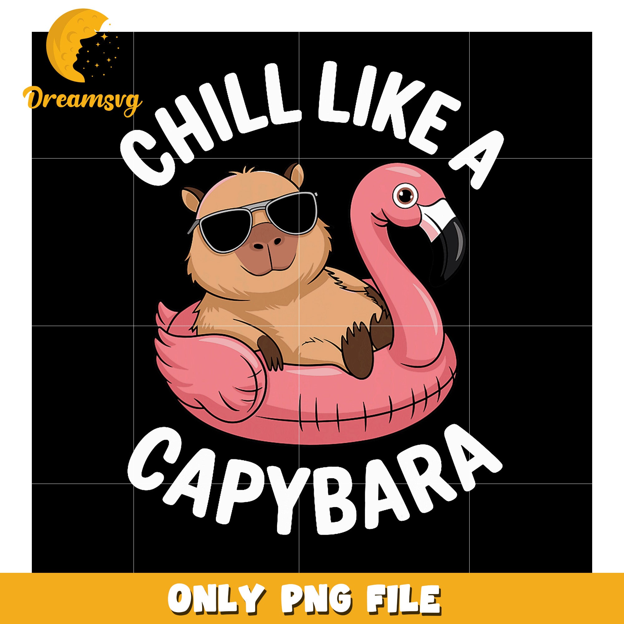 Chill Capybara Flamingo Float PNG