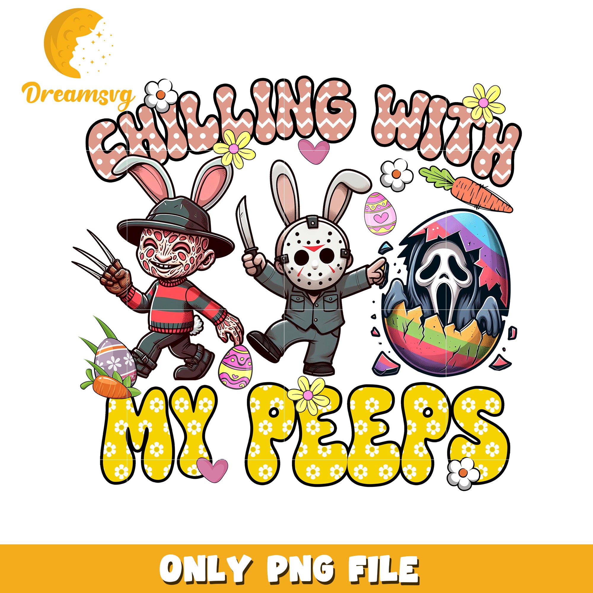 Chilling with My Peeps Fun Easter Horror PNG Design File