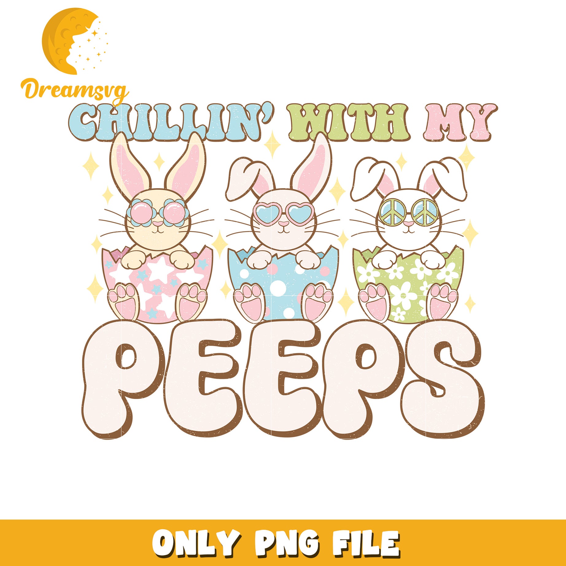 Chillin with My Cute Bunnies and Peeps PNG Image Design