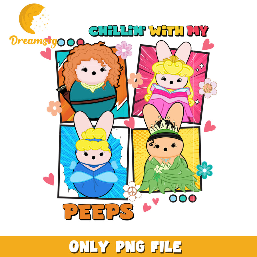 Chillin with My Cute Cartoon Peeps PNG Digital Art Print