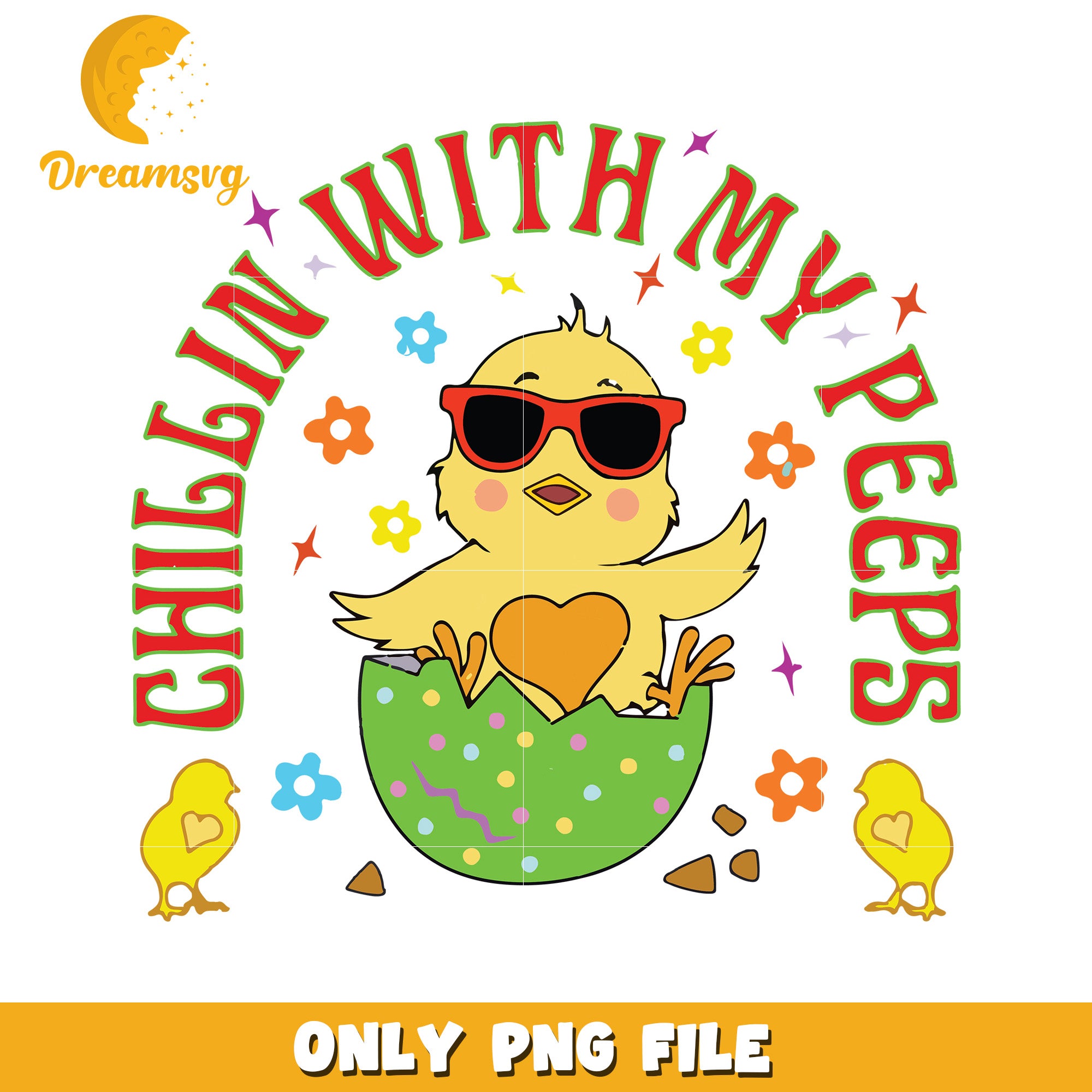 Chillin with my peeps chick easter egg png, easter eggs png