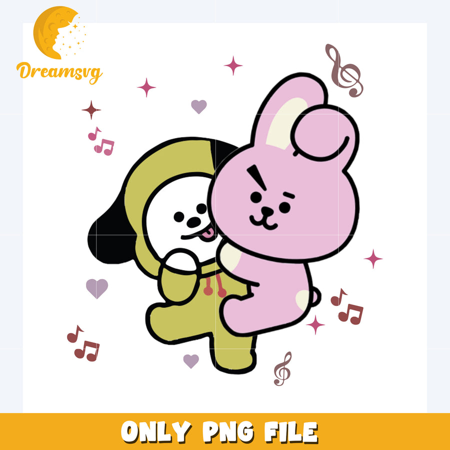 Chimmy and cooky png, bangtan boys png, bts members mascots​ png