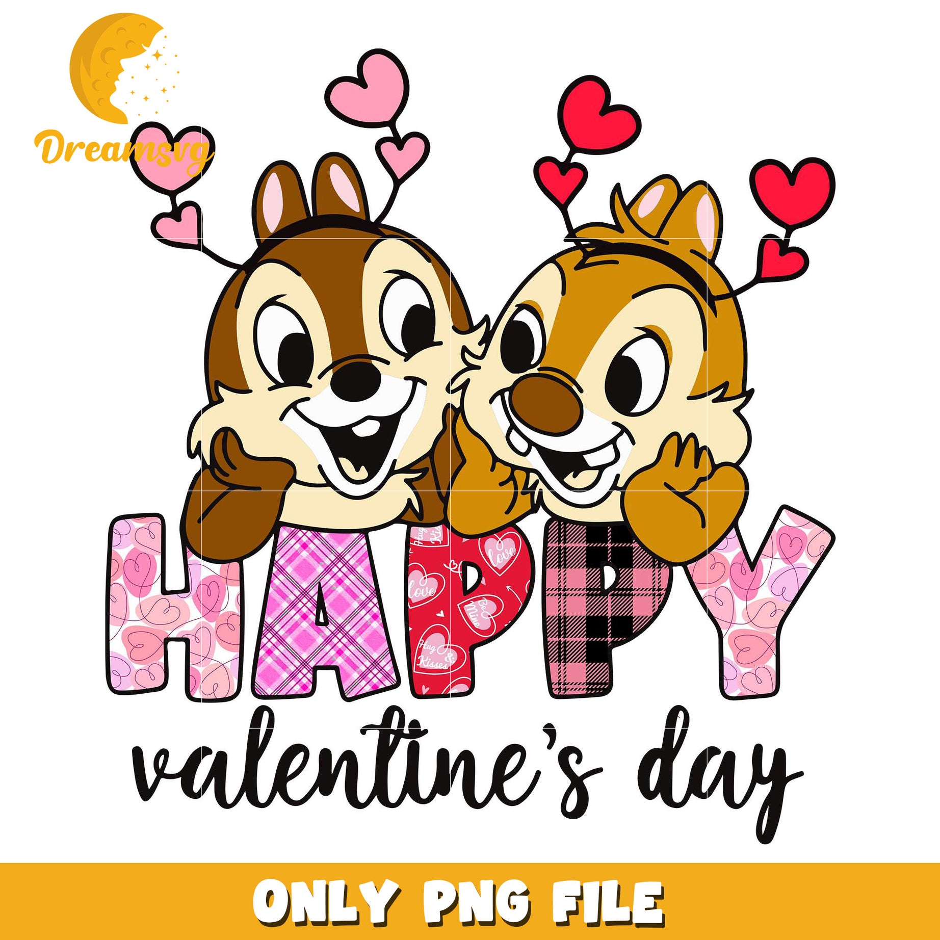 Chip and Dale happy valentine's day png, disney valentine png