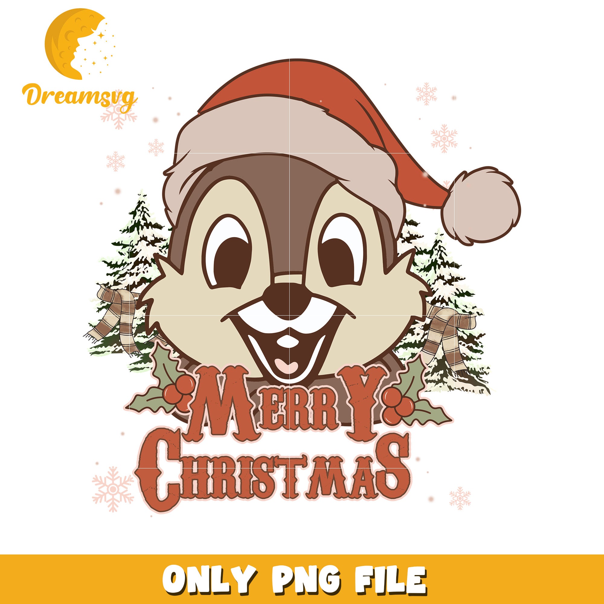 Chip christmas png, disney christmas art png, disney festive mood png