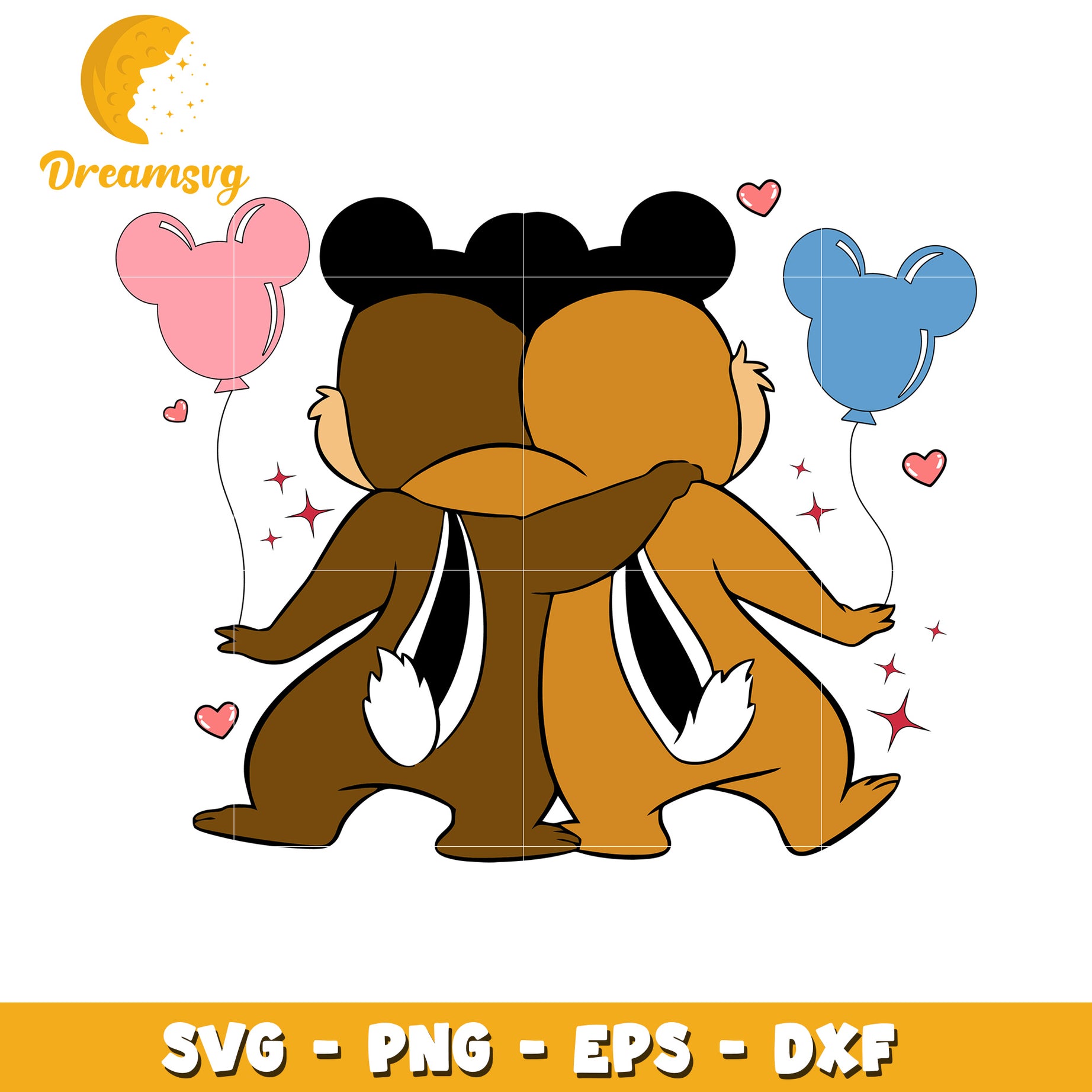 Chipmunk Hug SVG PNG EPS DXF Cut File