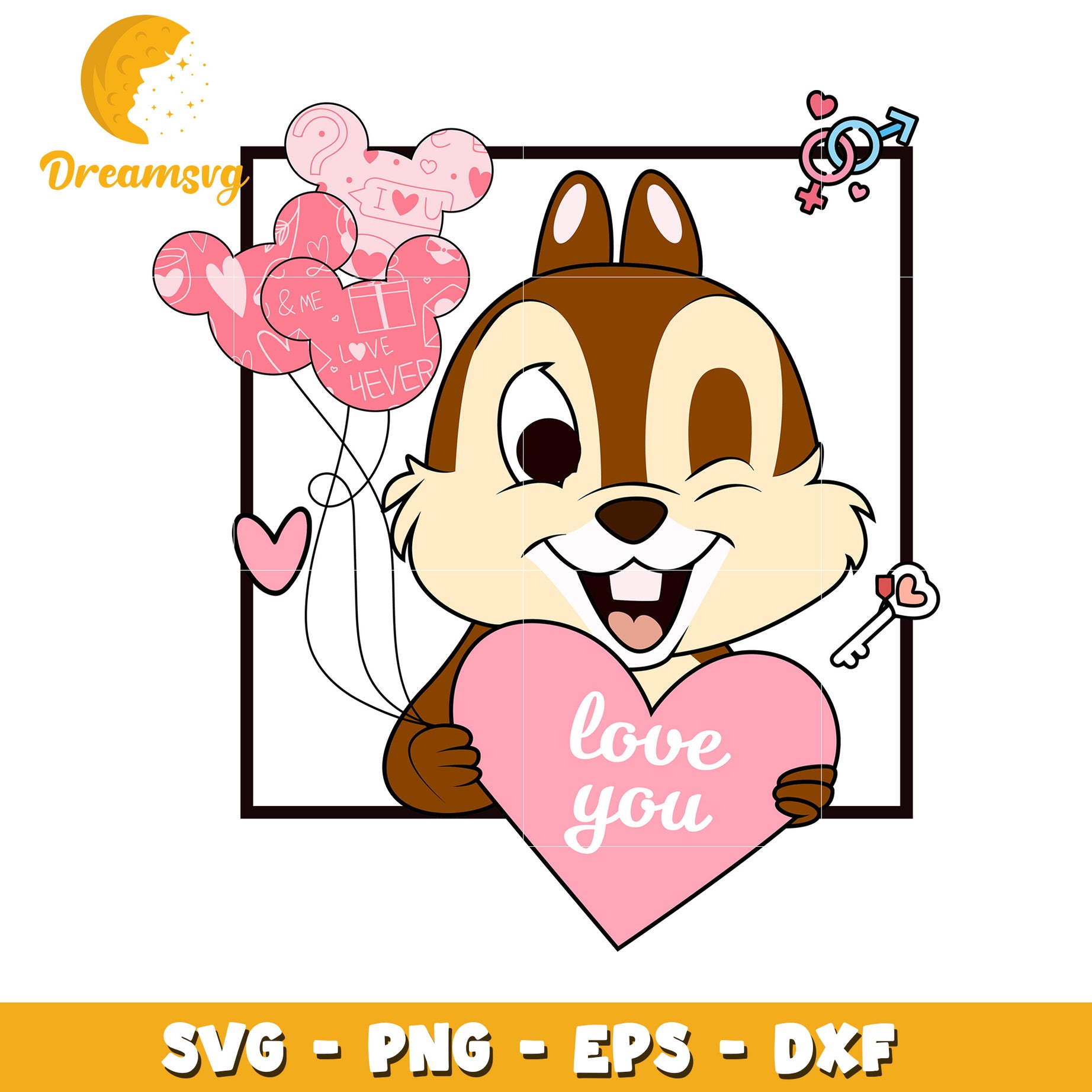 Chipmunk Valentines SVG Cut File