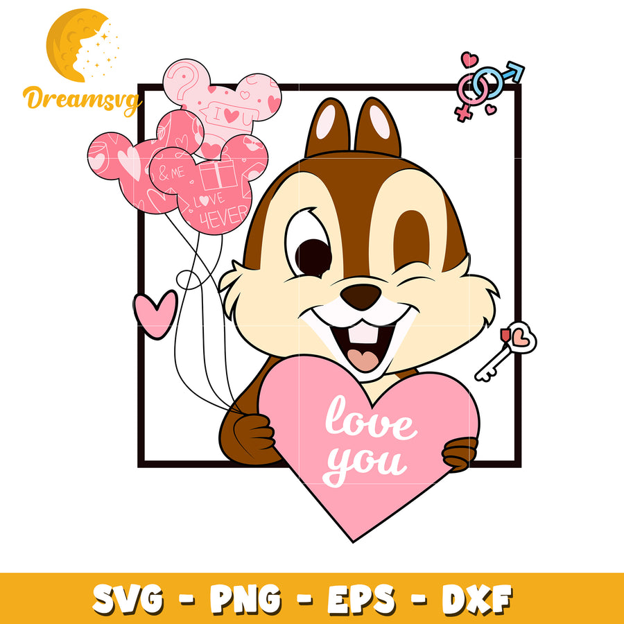 Chipmunk Valentines SVG Cut File