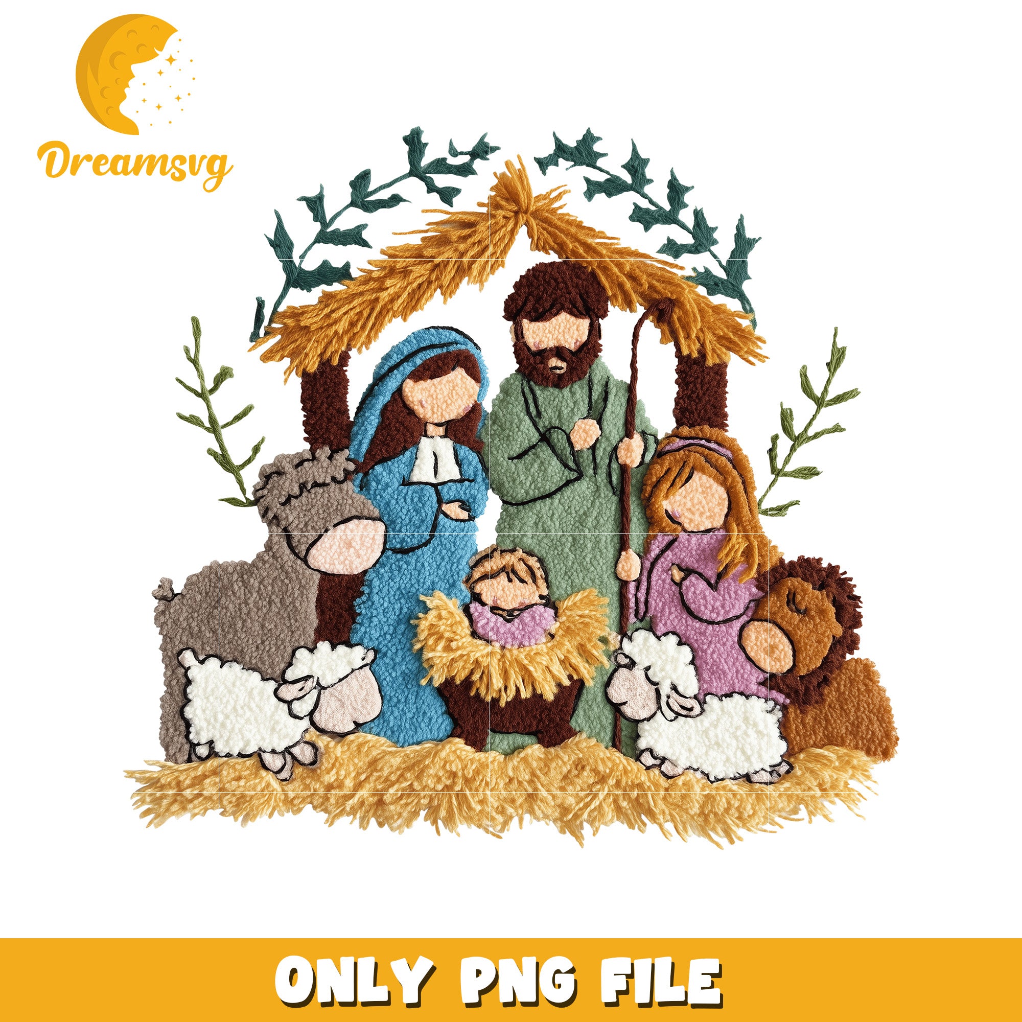 Chirstmas jesus png, christmas design​​​ png, knitted art png