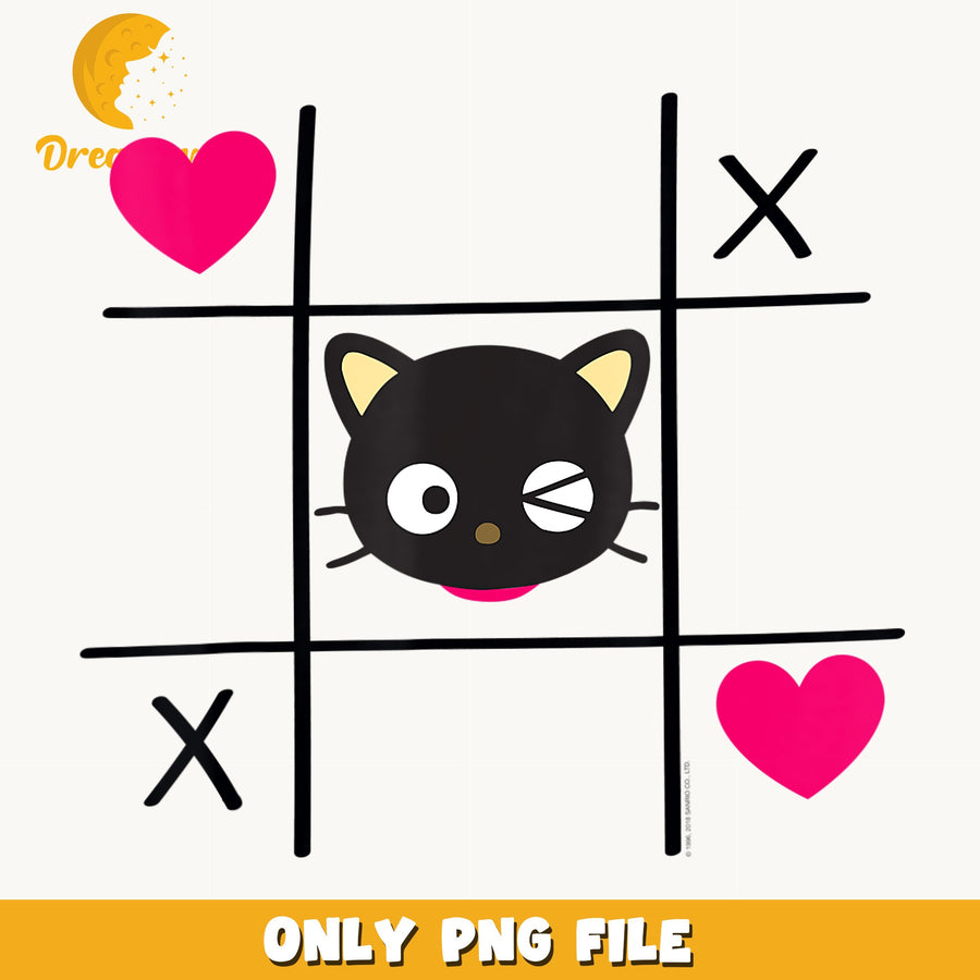 Chococat Tic Tac Toe PNG, Sanrio Valentine Design, Heart PNG