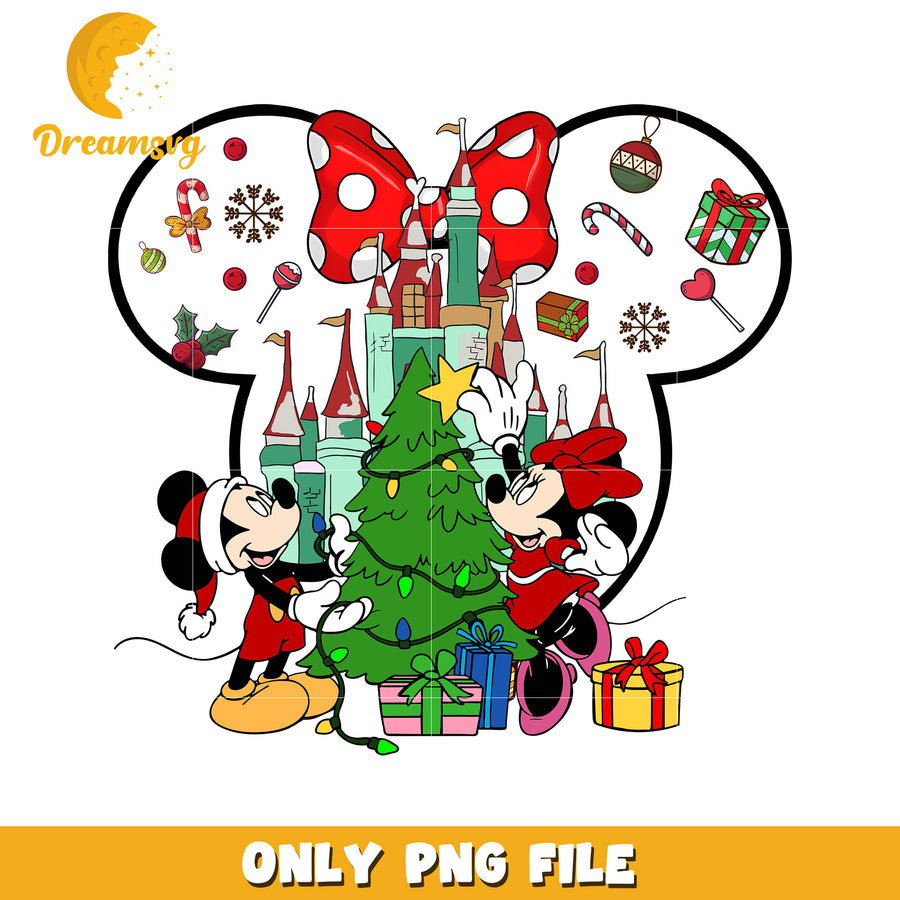 Chrismas disney minnie png, disney christmas art png, disney festive mood png