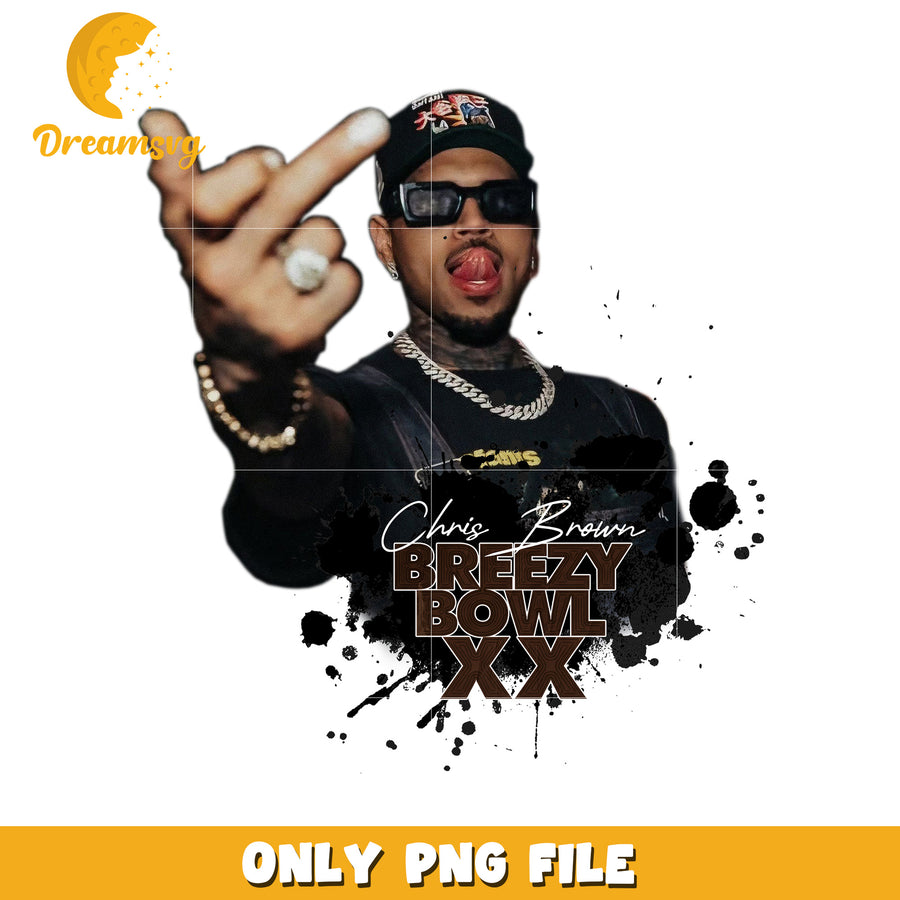 Christ brown design png, chris brown graphic art png, breezy aesthetic png