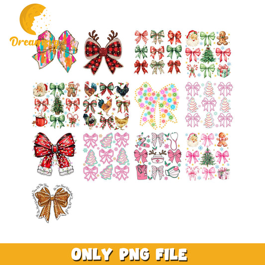 Christmas Bow PNG Bundle Designs